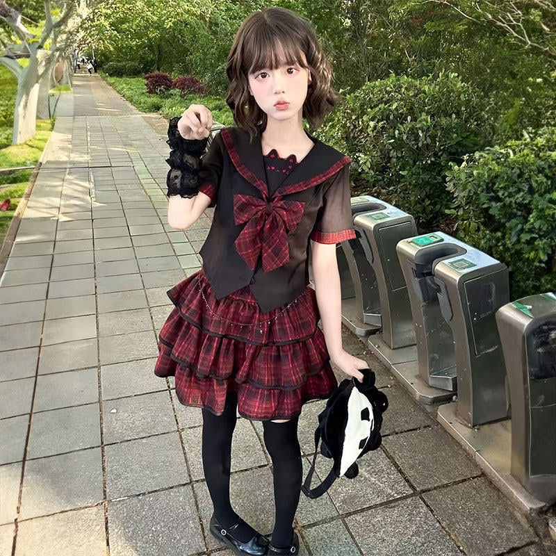 Sweet_Kawaii_JK_Red_Plaid_Sailor_Jk_Necktie_Tiered_Skirt_Women's_Polyester_Skirt_Sets_1014843806668_MISSTT