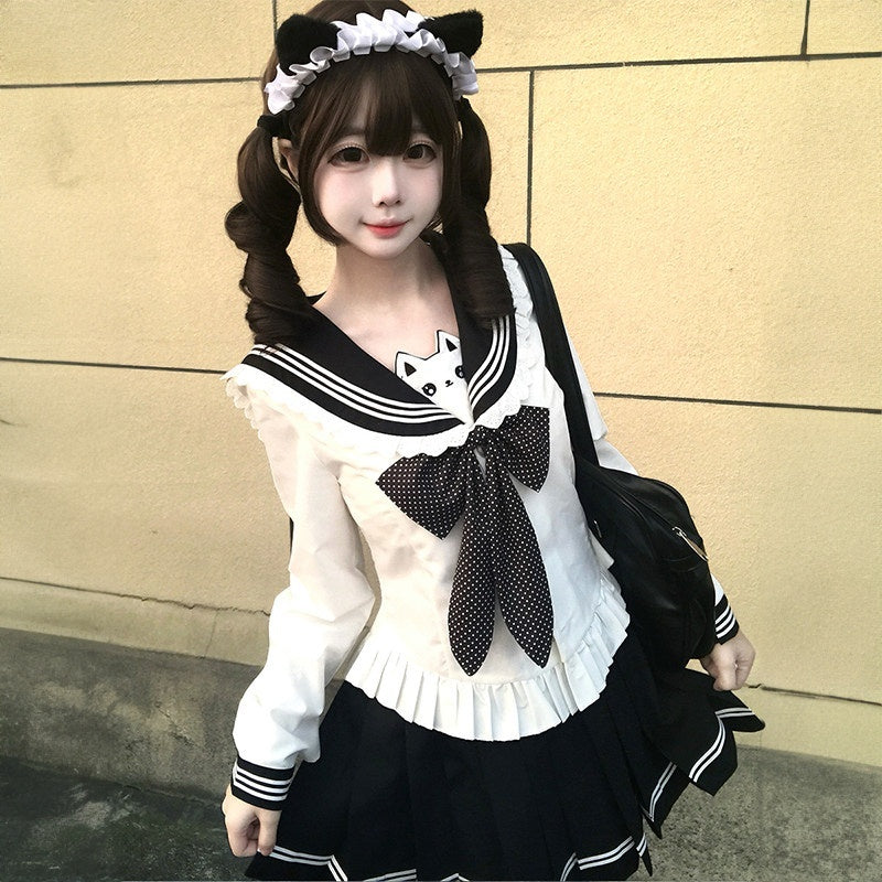 Sweet_Kawaii_JK_Sailor_Cinched_Waist_Short_Skirt_Long_Sleeve_Women's_Skirt_Sets_1016643177974_MISSTT