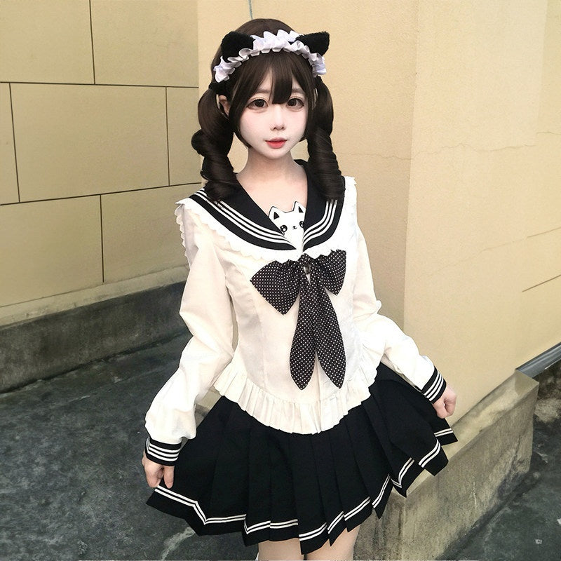 Sweet_Kawaii_JK_Sailor_Cinched_Waist_Short_Skirt_Long_Sleeve_Women's_Skirt_Sets_1016643177974_MISSTT