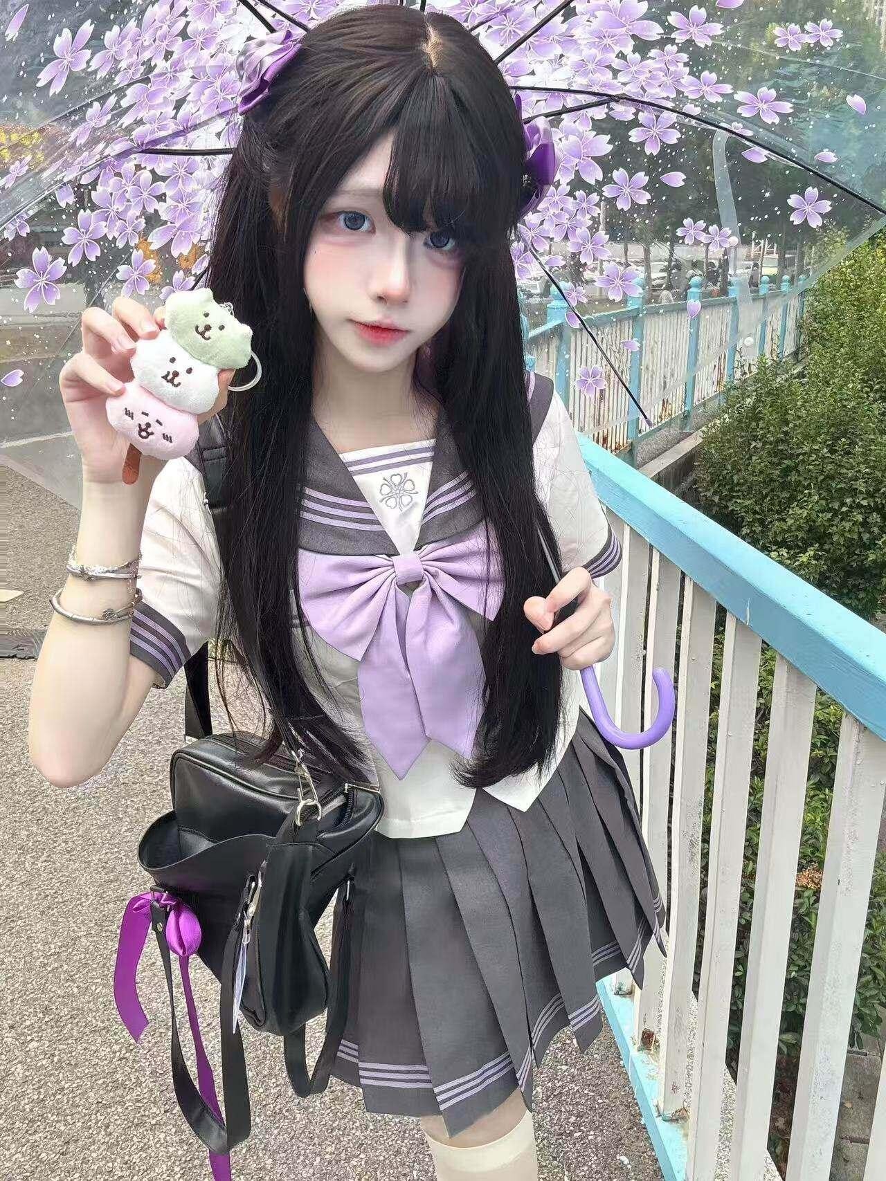 Sweet Kawaii JK Sailor Collar Cinched Waist Short Skirt Women's Polyester Skirt Sets