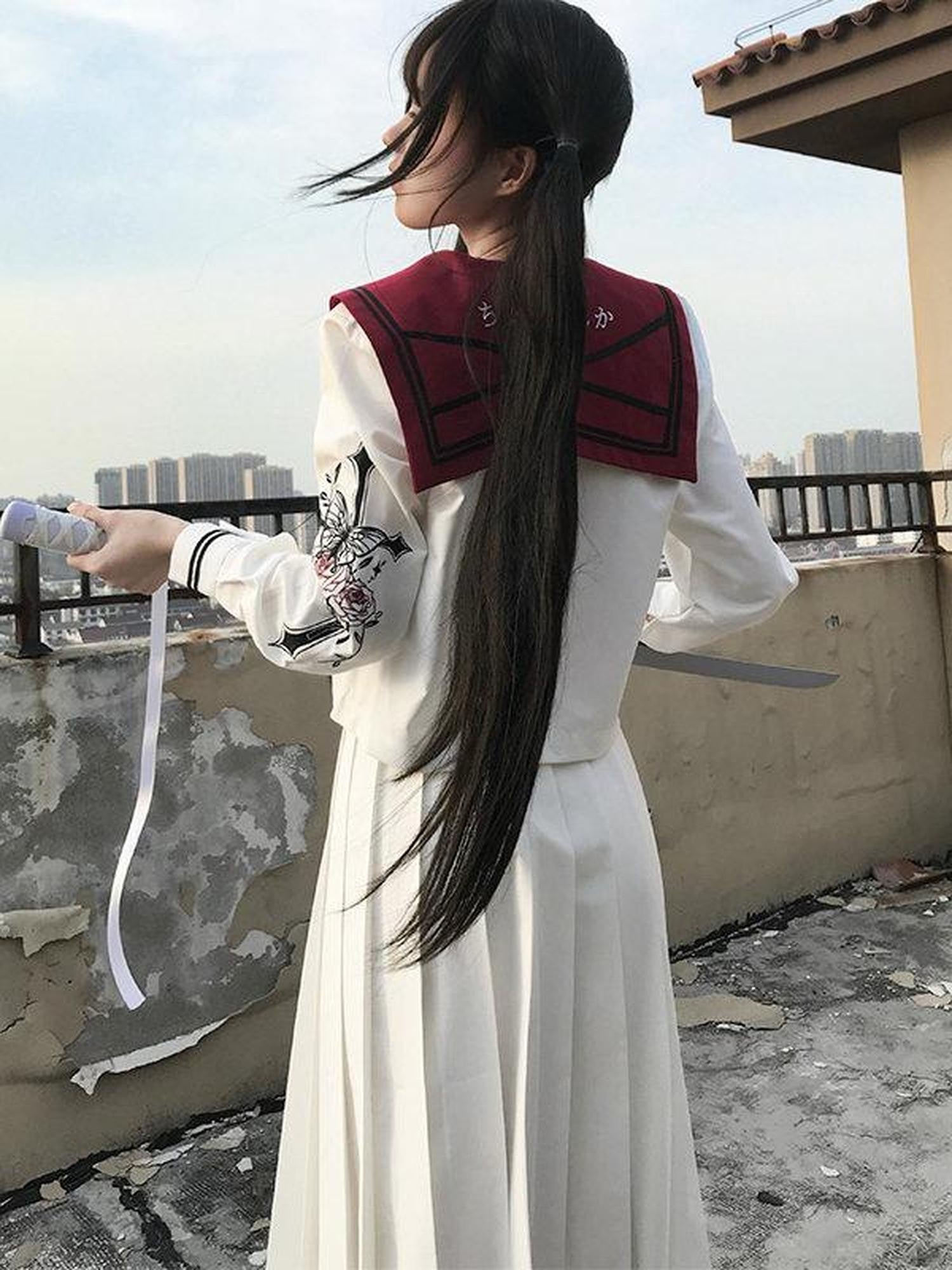 Sweet Kawaii JK Sailor Collar Long Sleeve Jk School Uniform Women's Polyester Skirt Sets