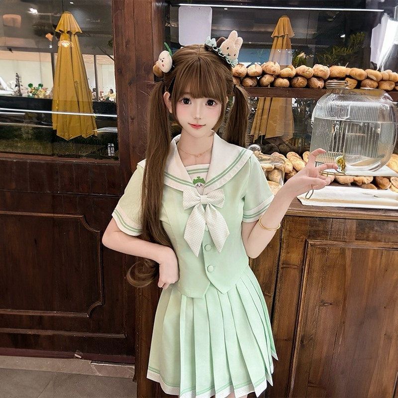 Sweet_Kawaii_JK_Sailor_Collar_Waist_Cinched_Short_Sleeve_Women's_Polyester_Skirt_Sets_1054922891091_MISSTT