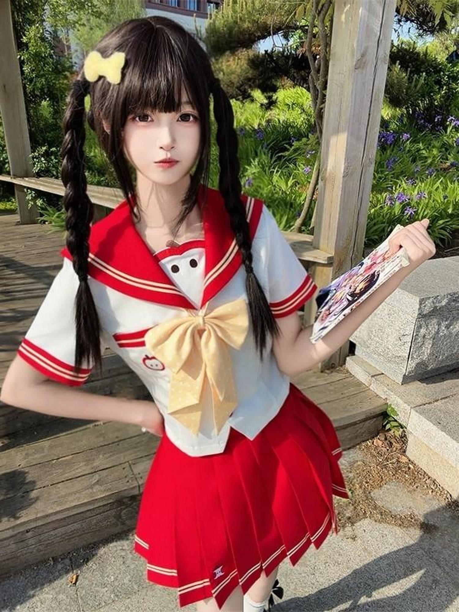 Sweet Kawaii JK Sailor Pleated Short Sleeve Turn Down Collar Tie Women's Polyester Skirt Sets