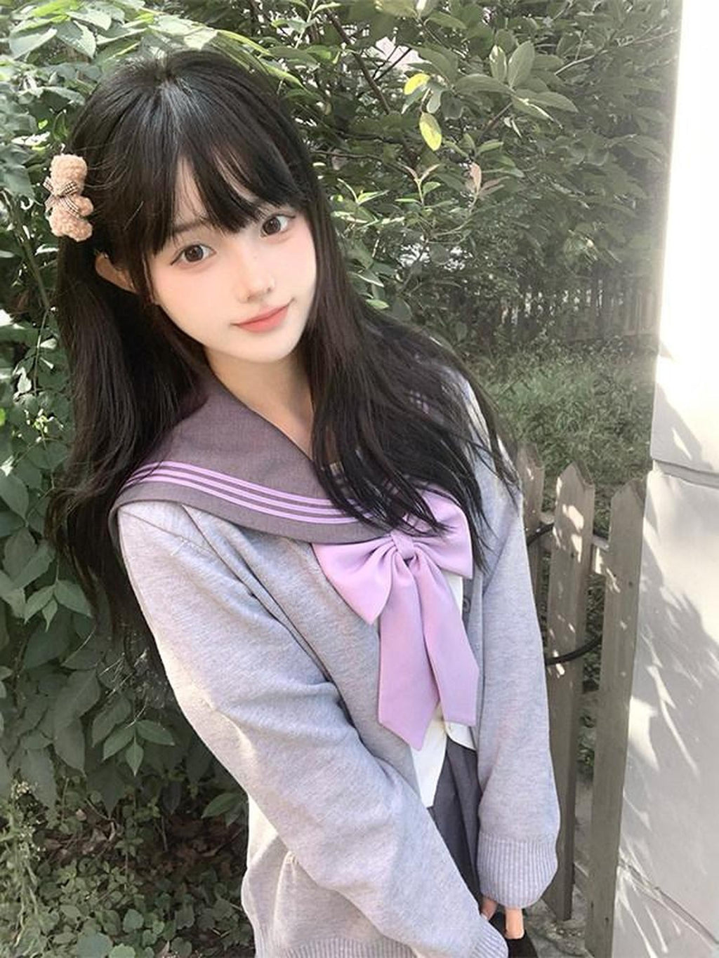 Sweet Kawaii JK Star Mist Gauze Jk Sailor Waist Cinched Long Sleeve Women's Polyester Skirt Sets