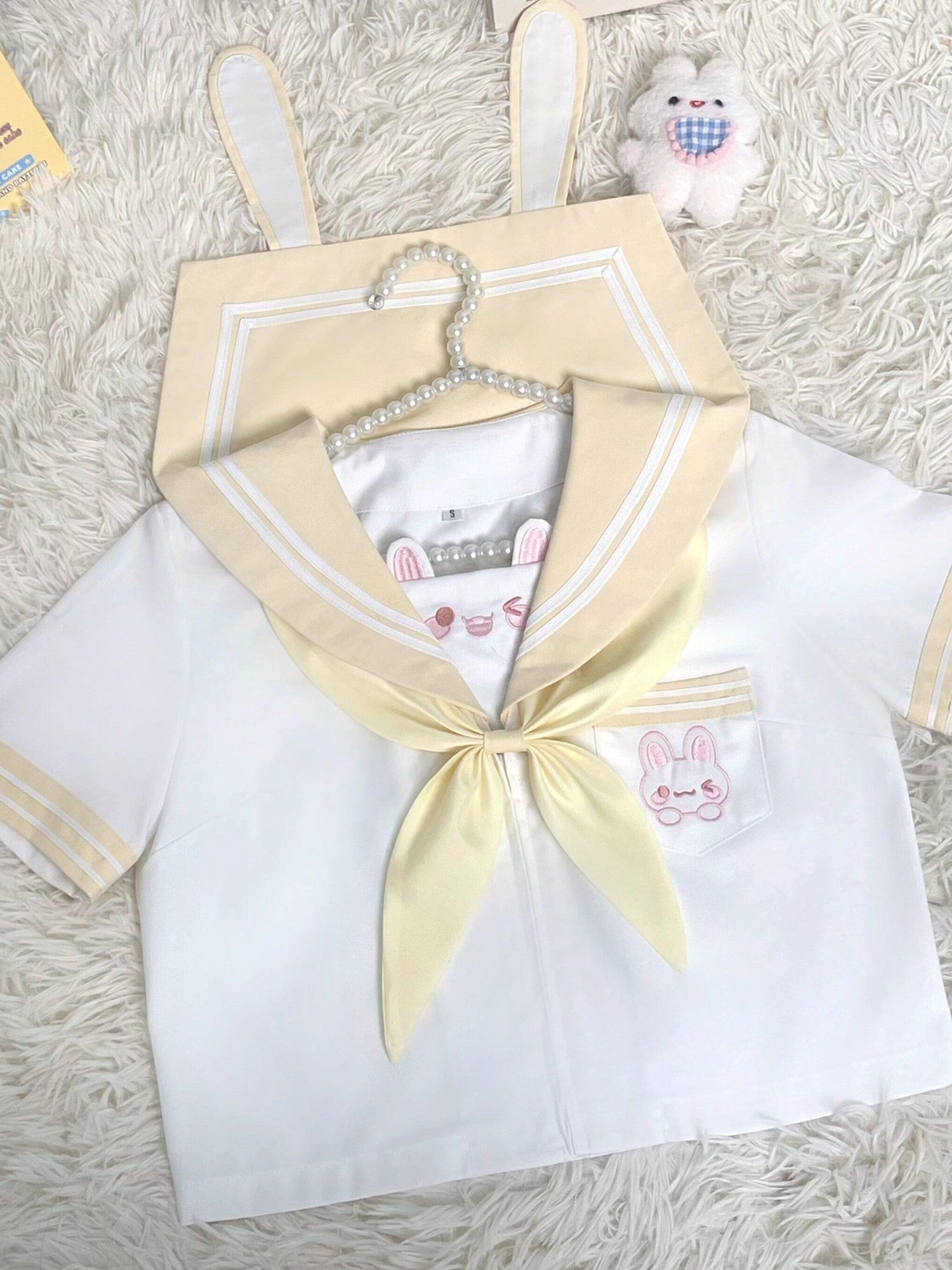 Sweet Kawaii JK Sweet Cute Japanese Sailor Collar Bow Short Sleeve Women's Skirt Sets