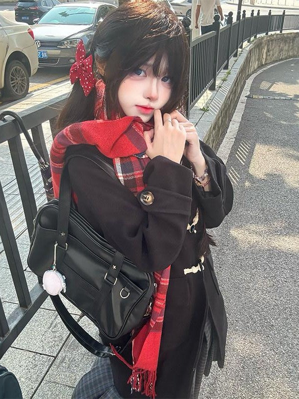 Sweet Kawaii JK Sweet Jk Toggle Button Padded Hooded Mid Length Women's Polyester Coats