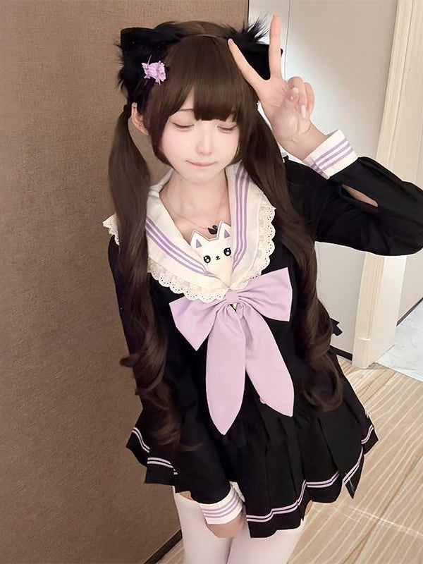 Sweet Kawaii JK Sweet Waisted Sailor Collar Jk School Uniform Women's Polyester Skirt Sets