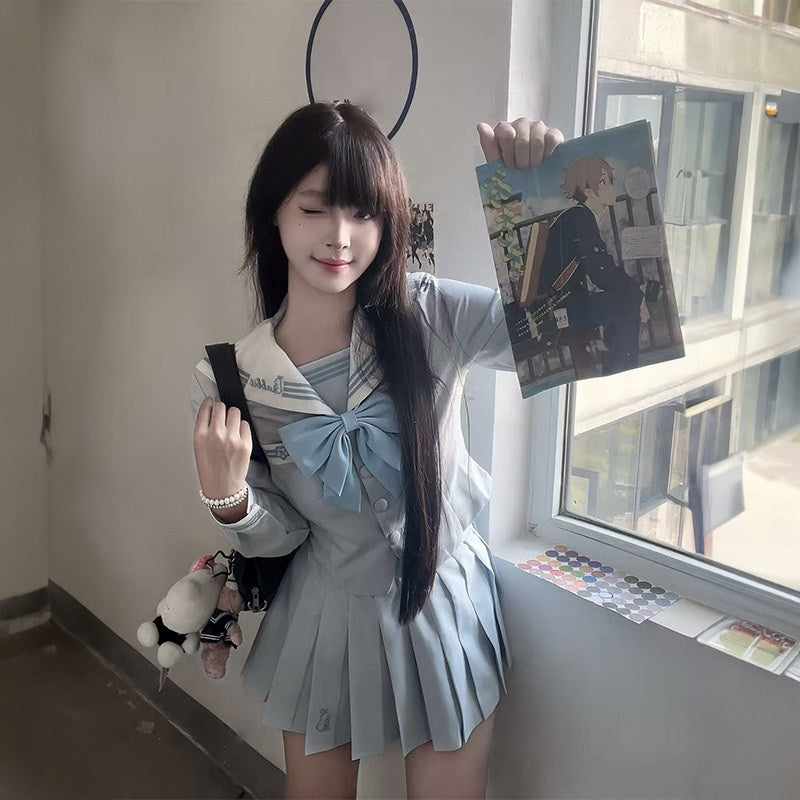 Sweet_Kawaii_JK_Waist_Cinched_Sailor_Collar_Rabbit_Ear_Bow_Women's_Polyester_Short_Skirt_Sets_937599495037_MISSTT