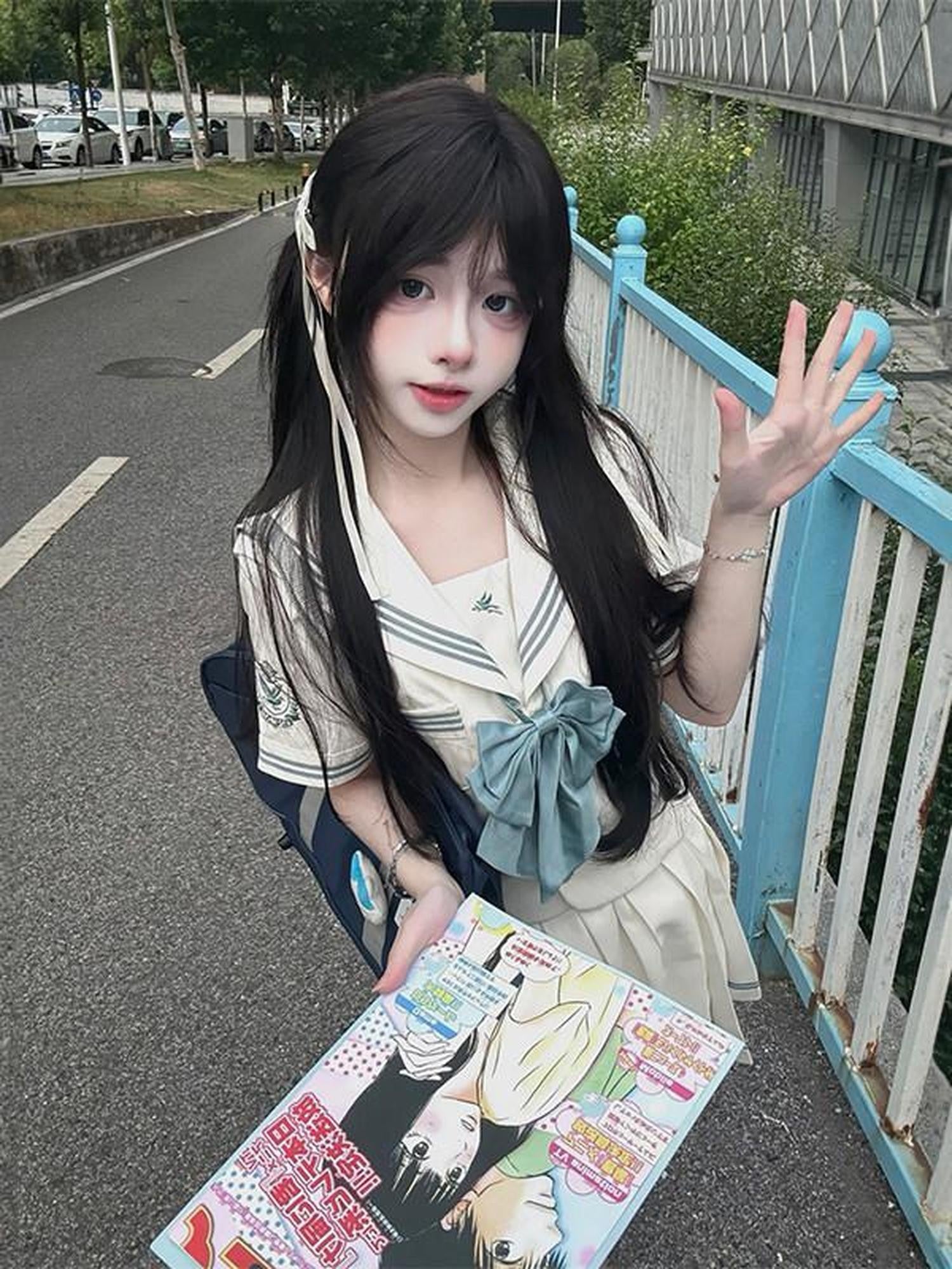 Sweet Kawaii JK White Sailor Collar Necktie Short Sleeve Women's Polyester Skirt Sets