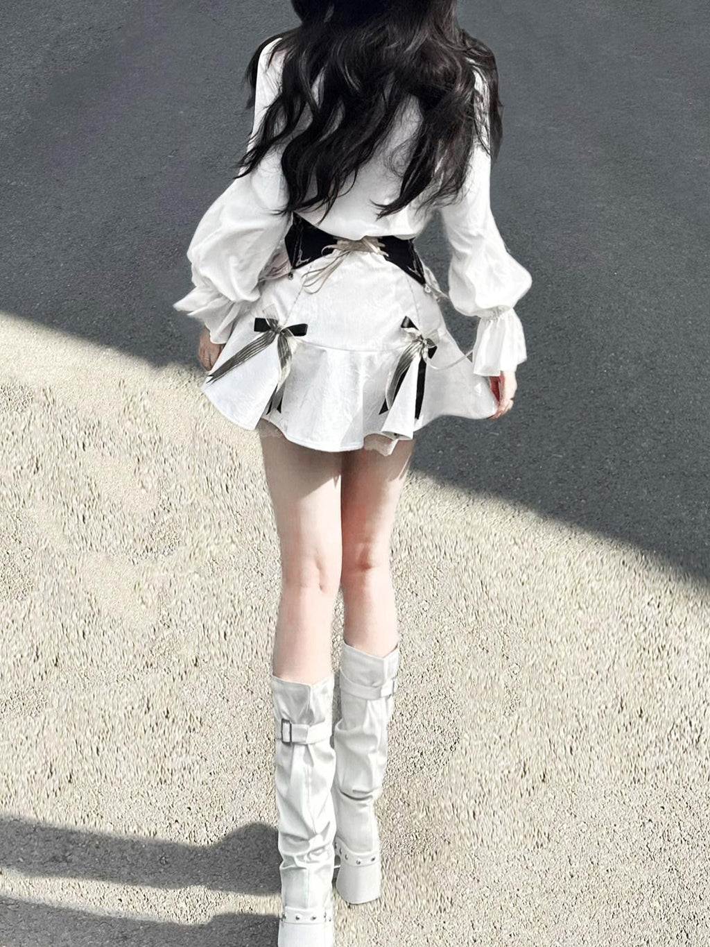 Sweet Promise Asymmetric Gothic Lolita Shirt Collar Slim Fit Hip Skirt Women's Skirt Sets