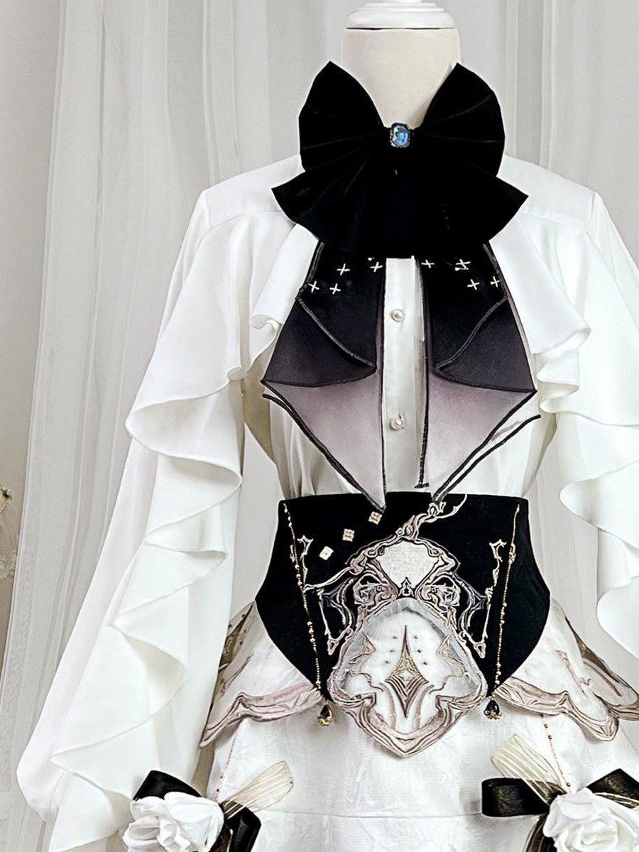 Sweet Promise Asymmetric Gothic Lolita Shirt Collar Slim Fit Hip Skirt Women's Skirt Sets