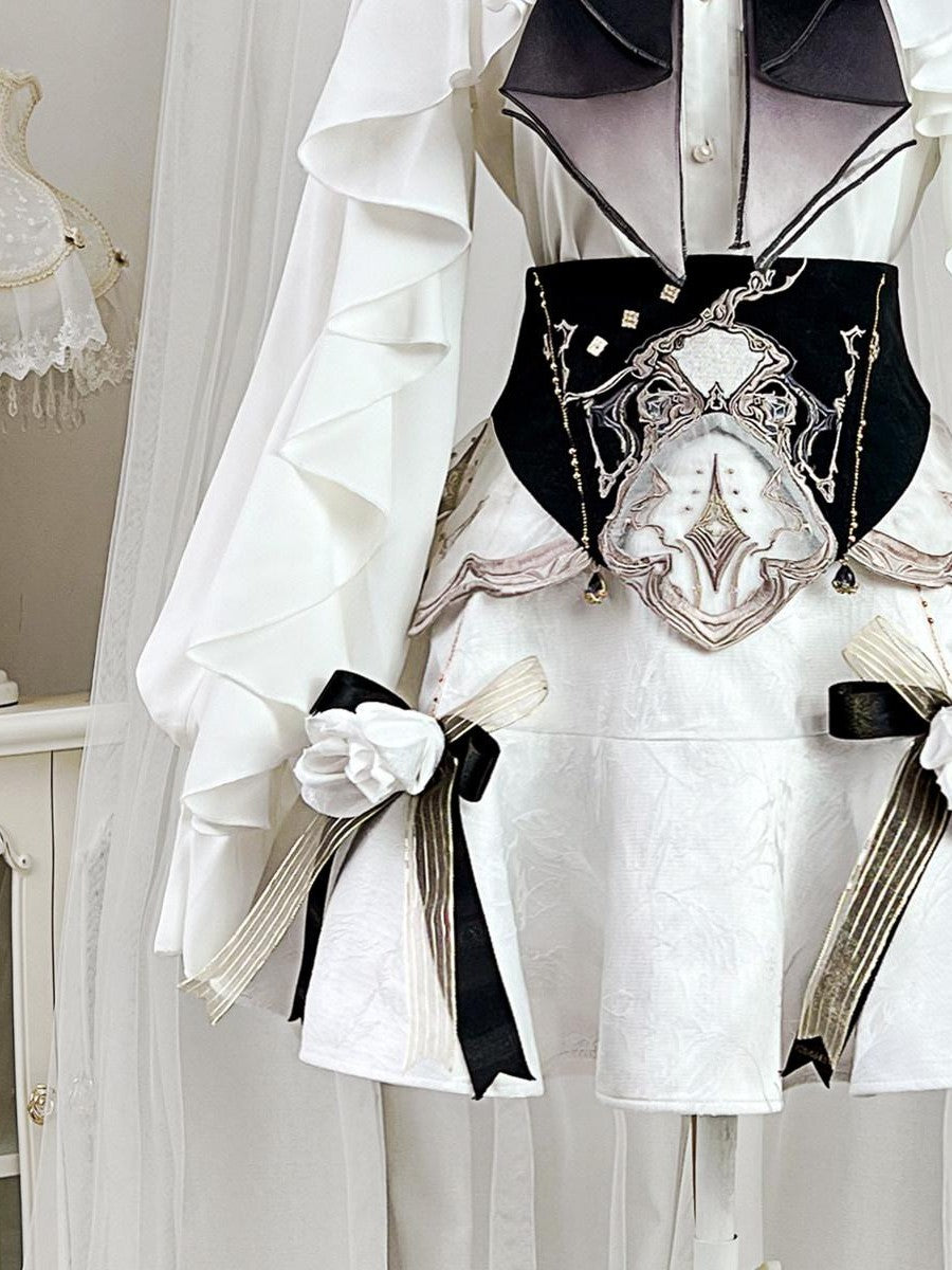 Sweet Promise Asymmetric Gothic Lolita Shirt Collar Slim Fit Hip Skirt Women's Skirt Sets
