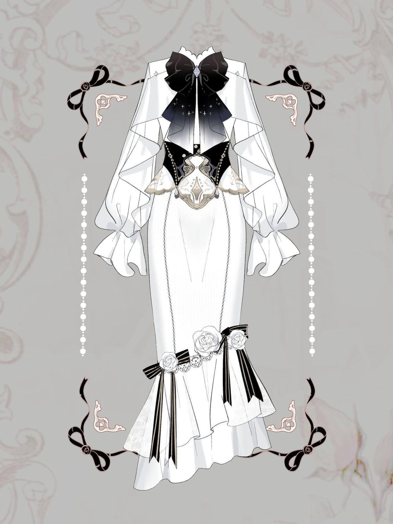 Sweet Promise Asymmetric Gothic Lolita Shirt Collar Slim Fit Hip Skirt Women's Skirt Sets