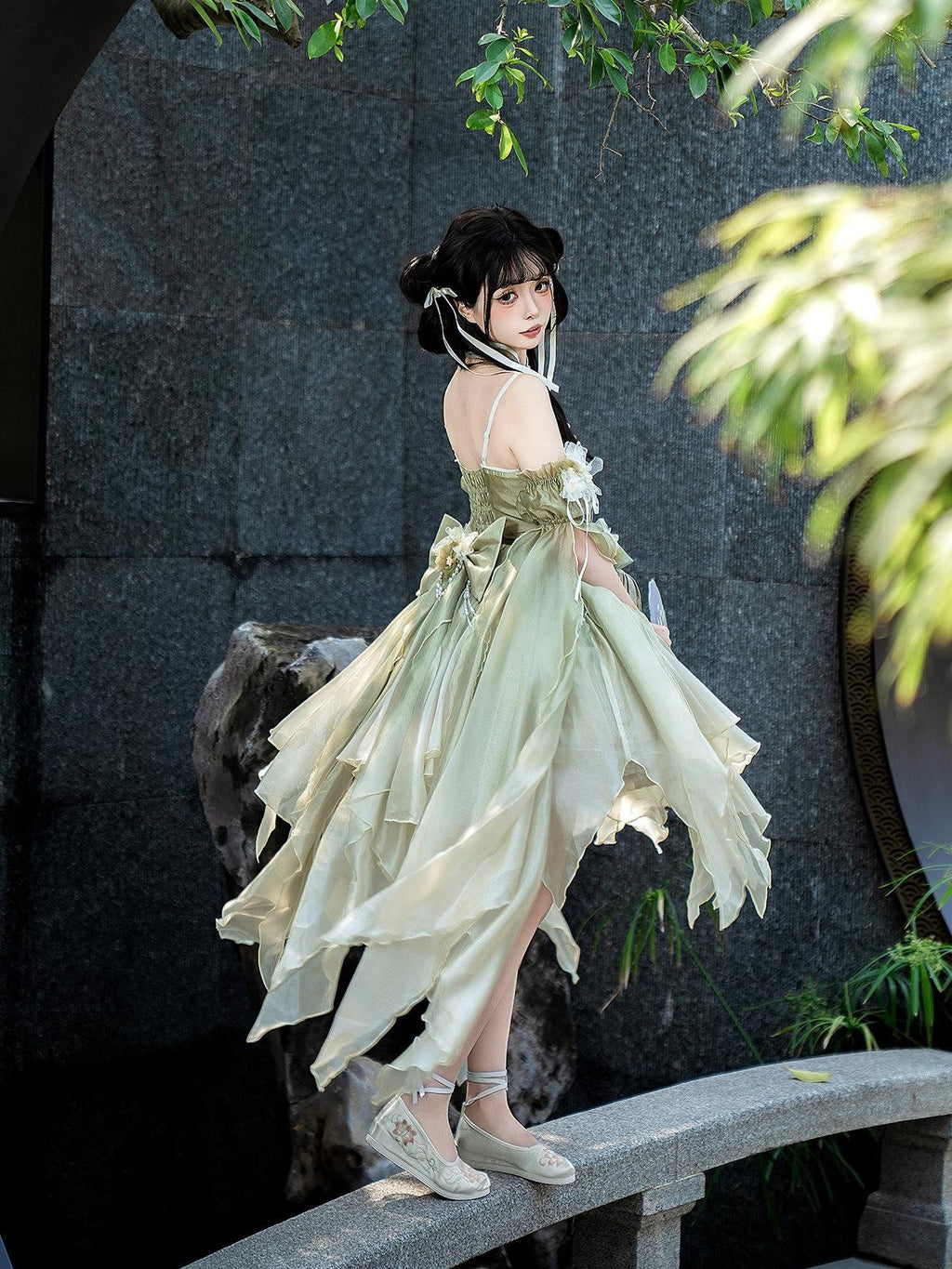 Sweet Promise Azure Wave Lolita Floral Bride Cute Sweet Elegant Women's Jsk / Jumper Skirts