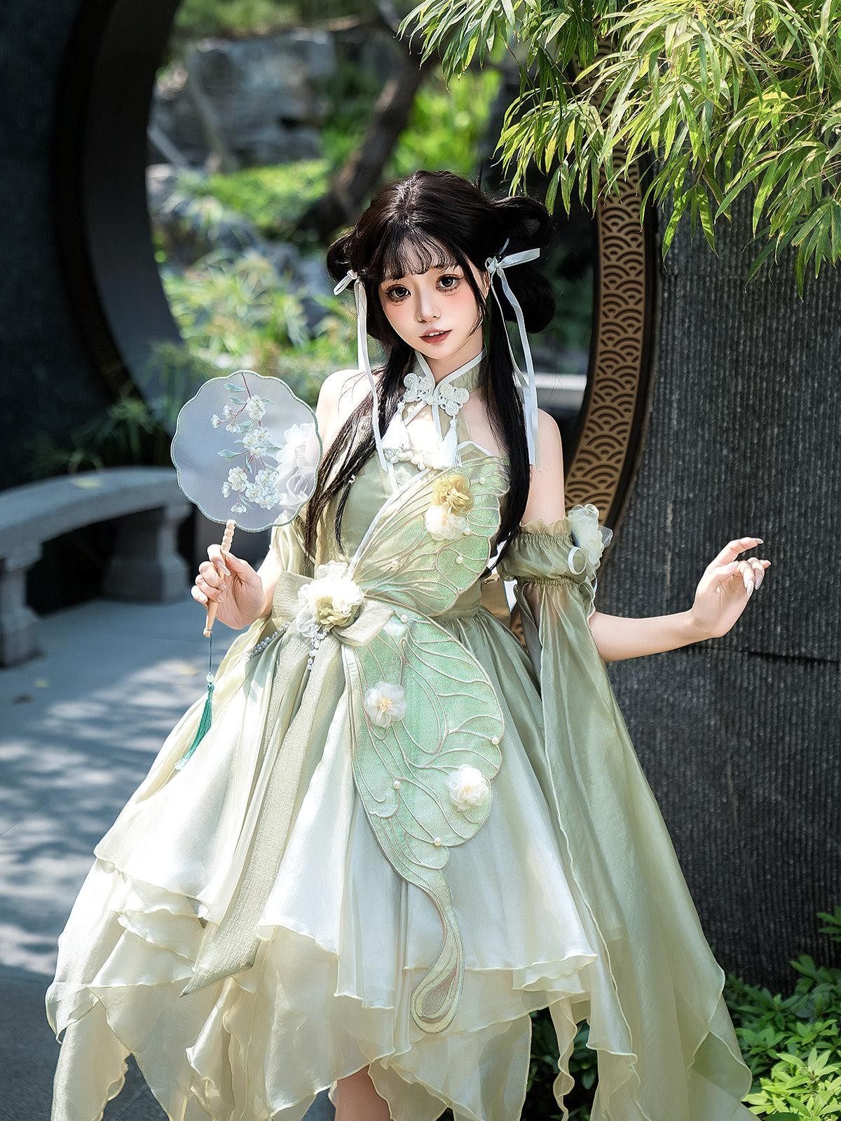 Sweet Promise Azure Wave Lolita Floral Bride Cute Sweet Elegant Women's Jsk / Jumper Skirts