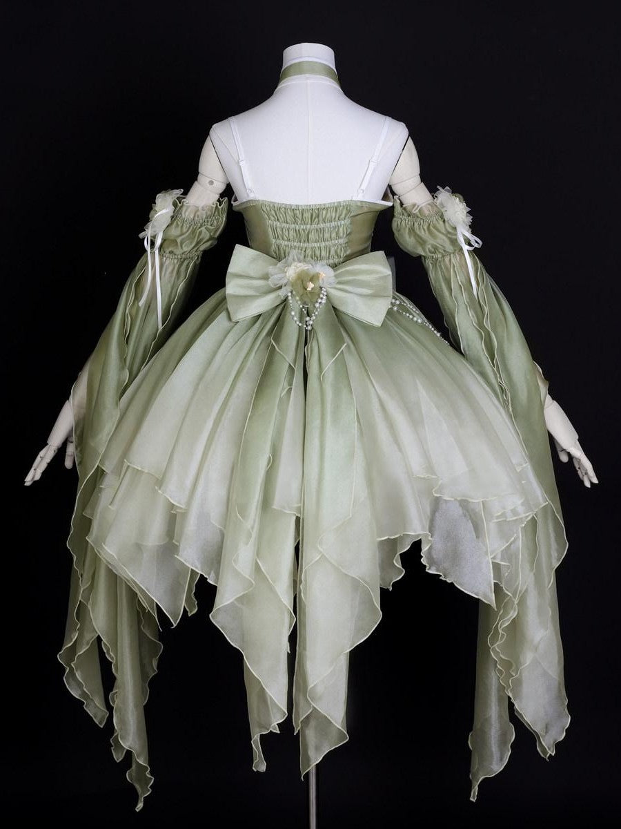 Sweet Promise Azure Wave Lolita Floral Bride Cute Sweet Elegant Women's Jsk / Jumper Skirts