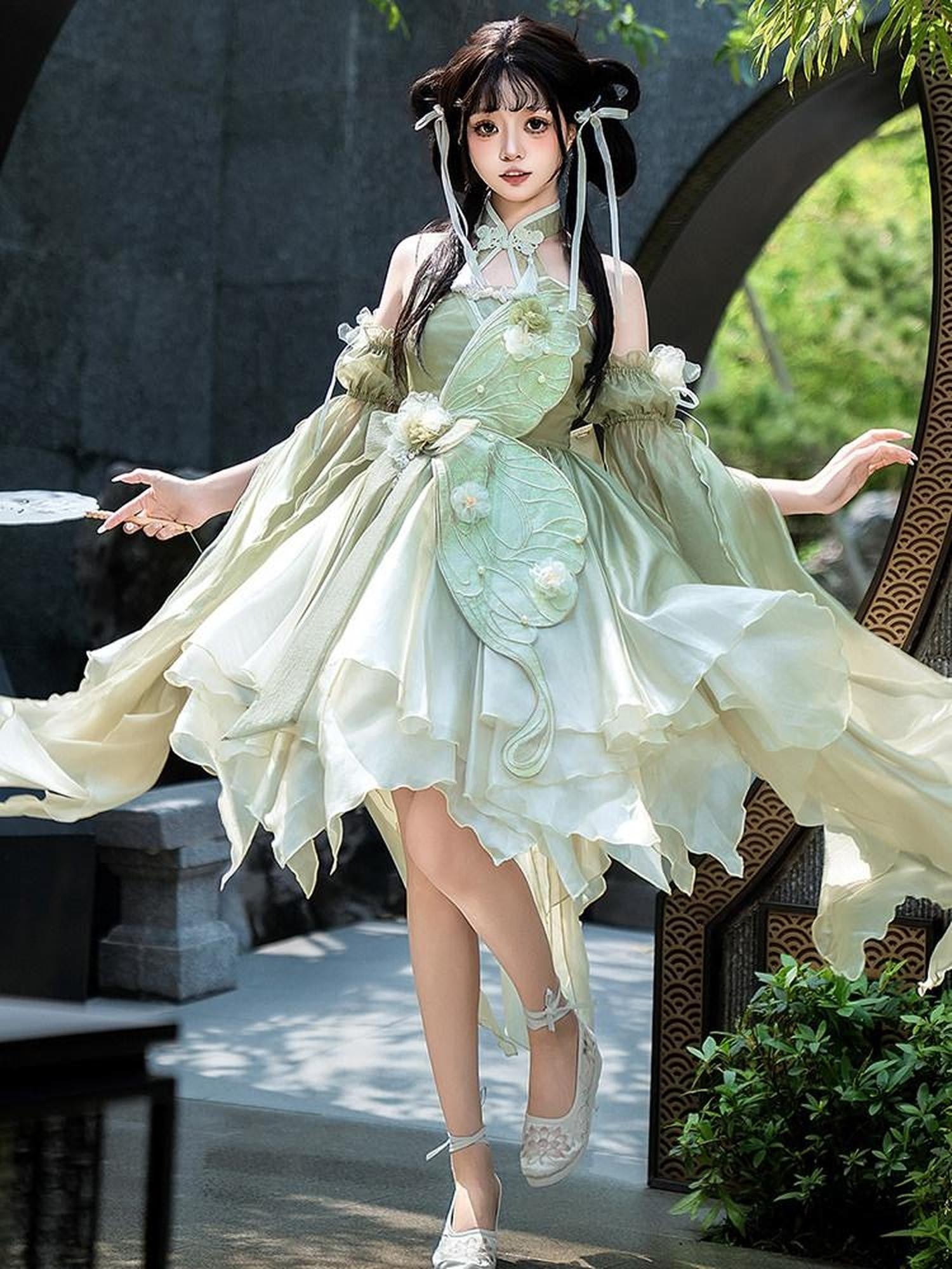 Sweet Promise Azure Wave Lolita Floral Bride Cute Sweet Elegant Women's Jsk / Jumper Skirts