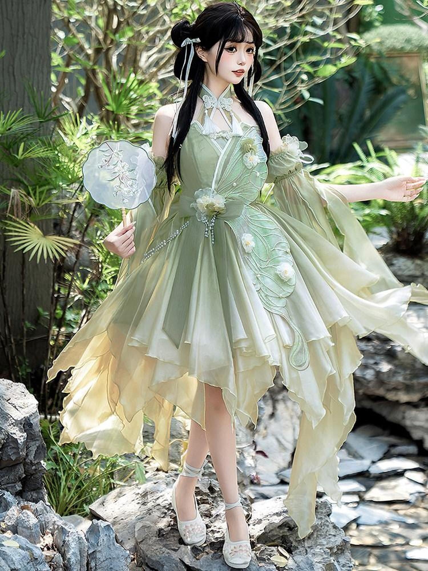 Sweet Promise Azure Wave Lolita Floral Bride Cute Sweet Elegant Women's Jsk / Jumper Skirts