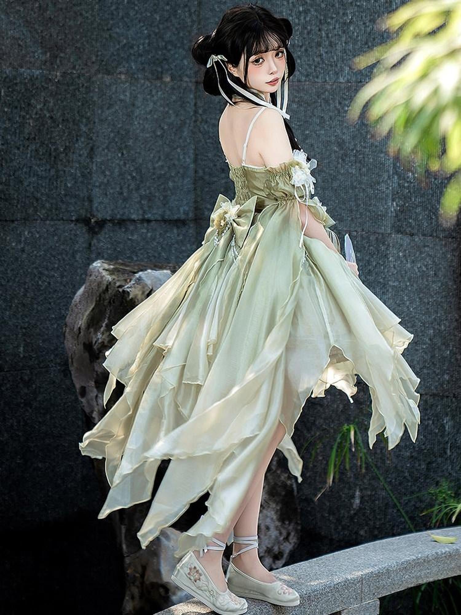 Sweet Promise Azure Wave Lolita Floral Bride Cute Sweet Elegant Women's Jsk / Jumper Skirts