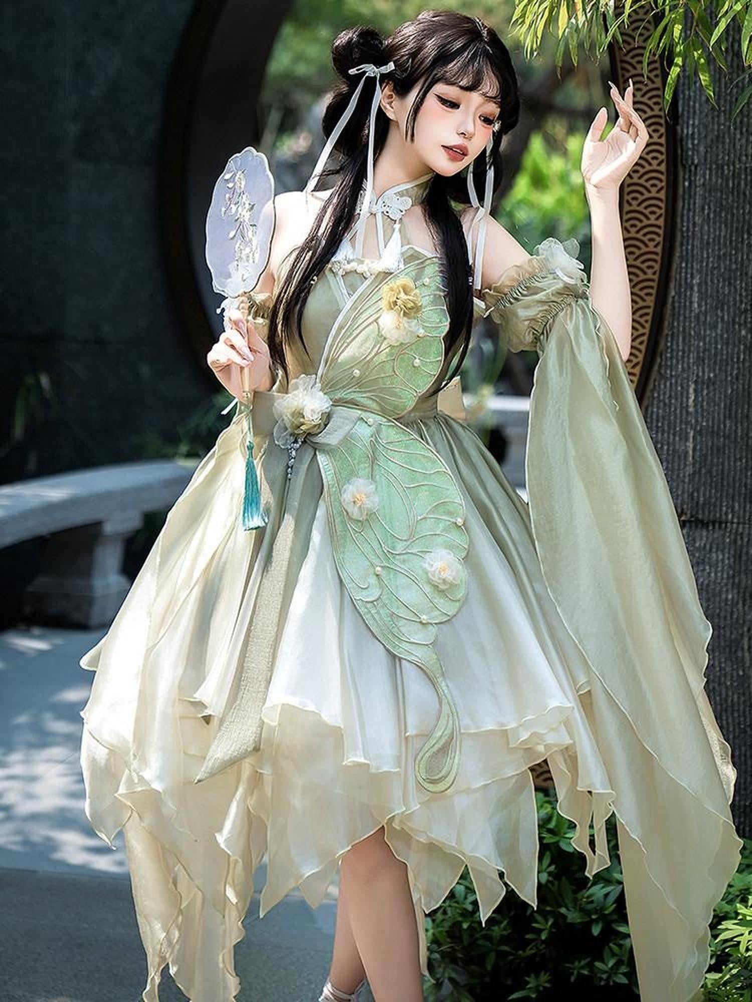 Sweet Promise Azure Wave Lolita Floral Bride Cute Sweet Elegant Women's Jsk / Jumper Skirts