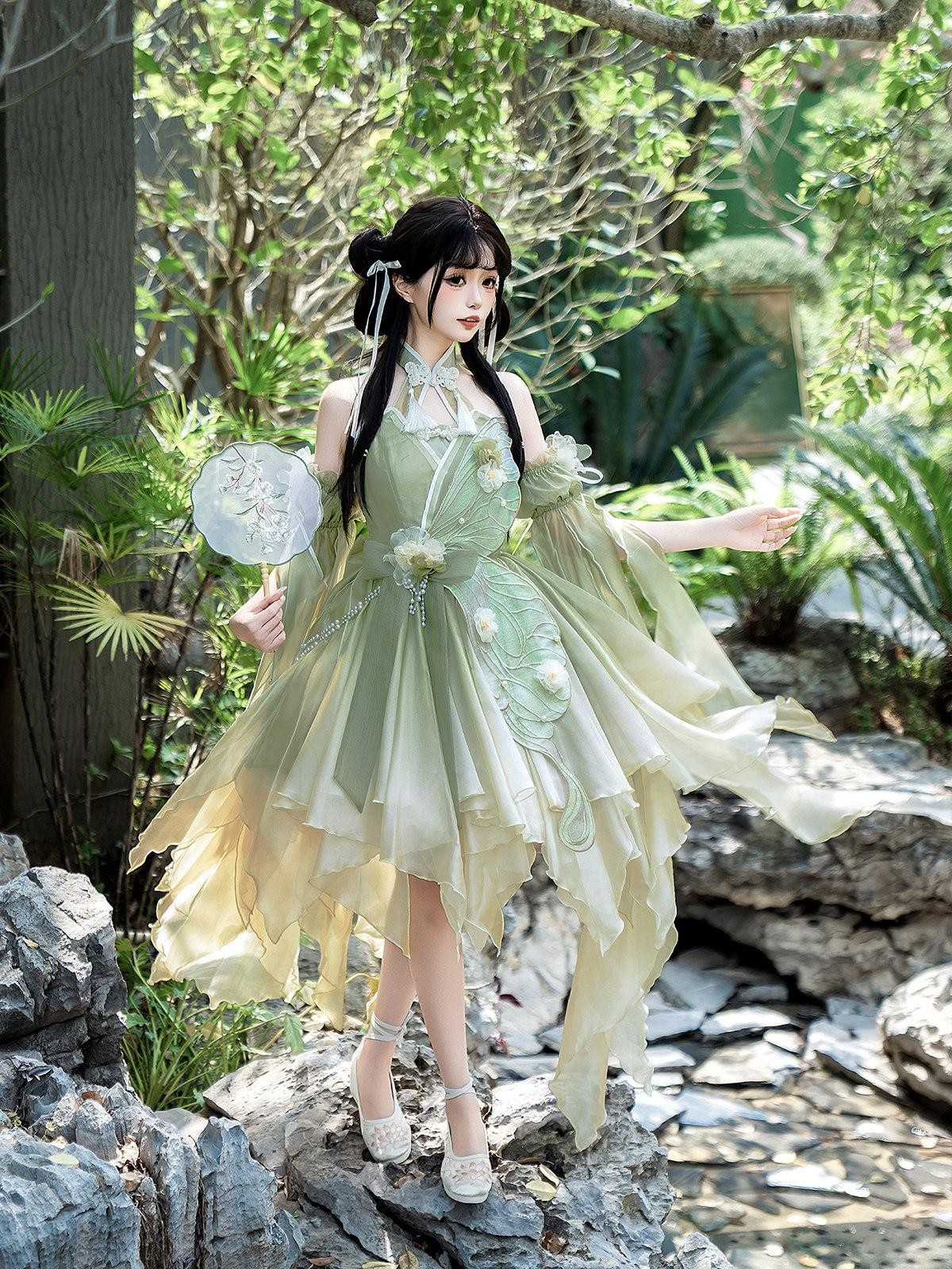Sweet Promise Azure Wave Lolita Floral Bride Cute Sweet Elegant Women's Jsk / Jumper Skirts