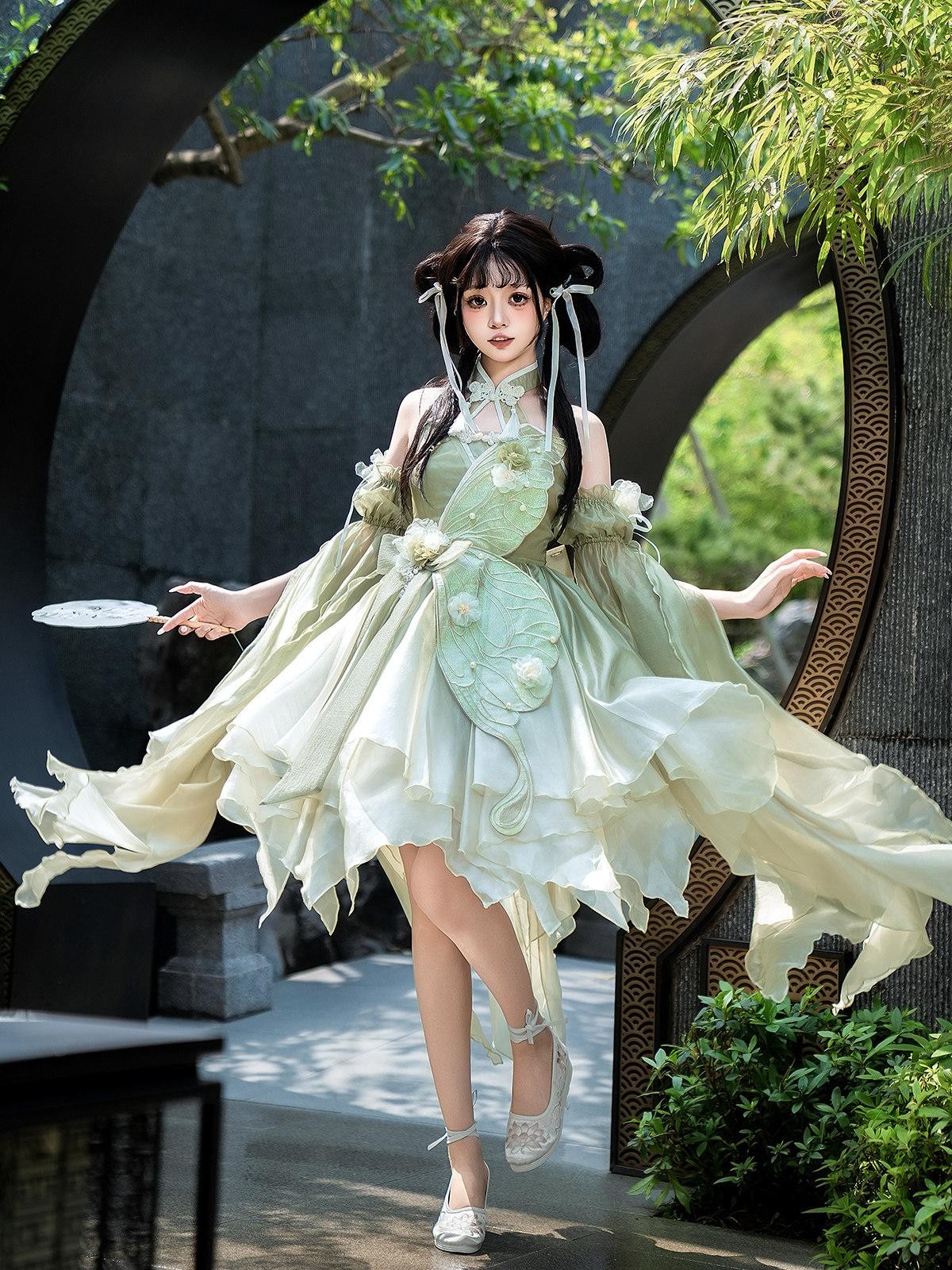 Sweet Promise Azure Wave Lolita Floral Bride Cute Sweet Elegant Women's Jsk / Jumper Skirts