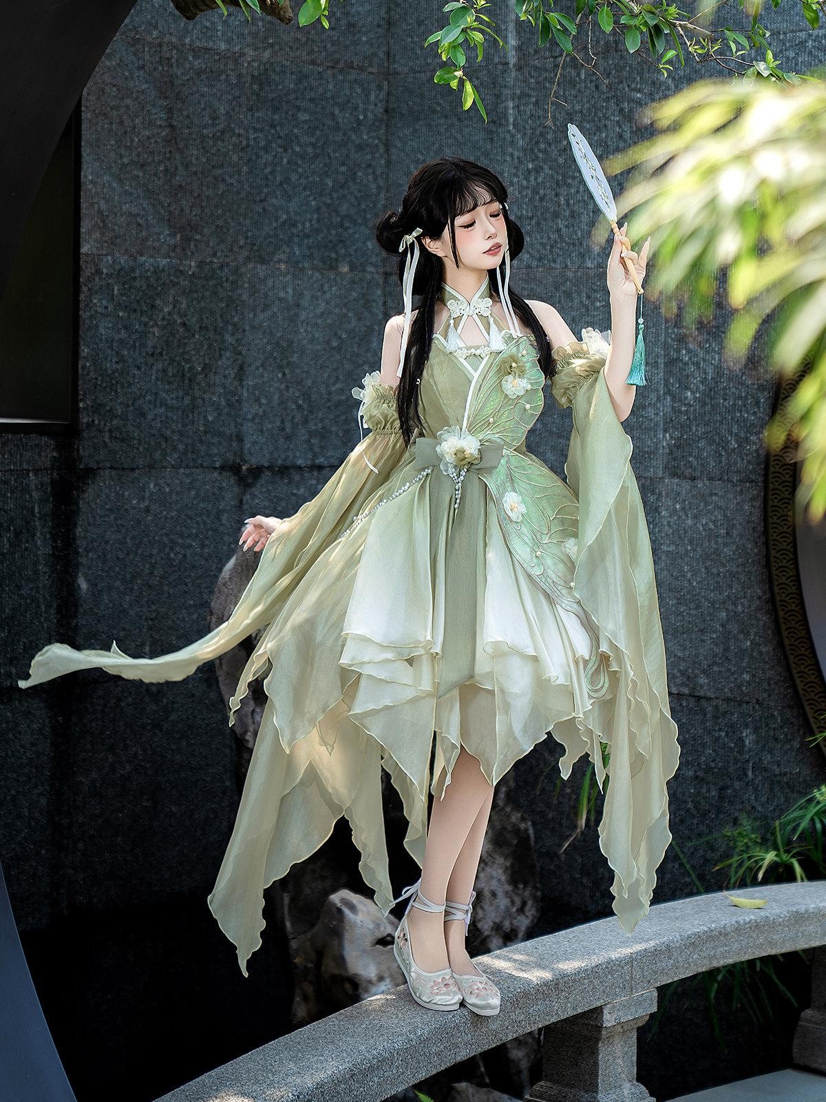 Sweet Promise Azure Wave Lolita Floral Bride Cute Sweet Elegant Women's Jsk / Jumper Skirts