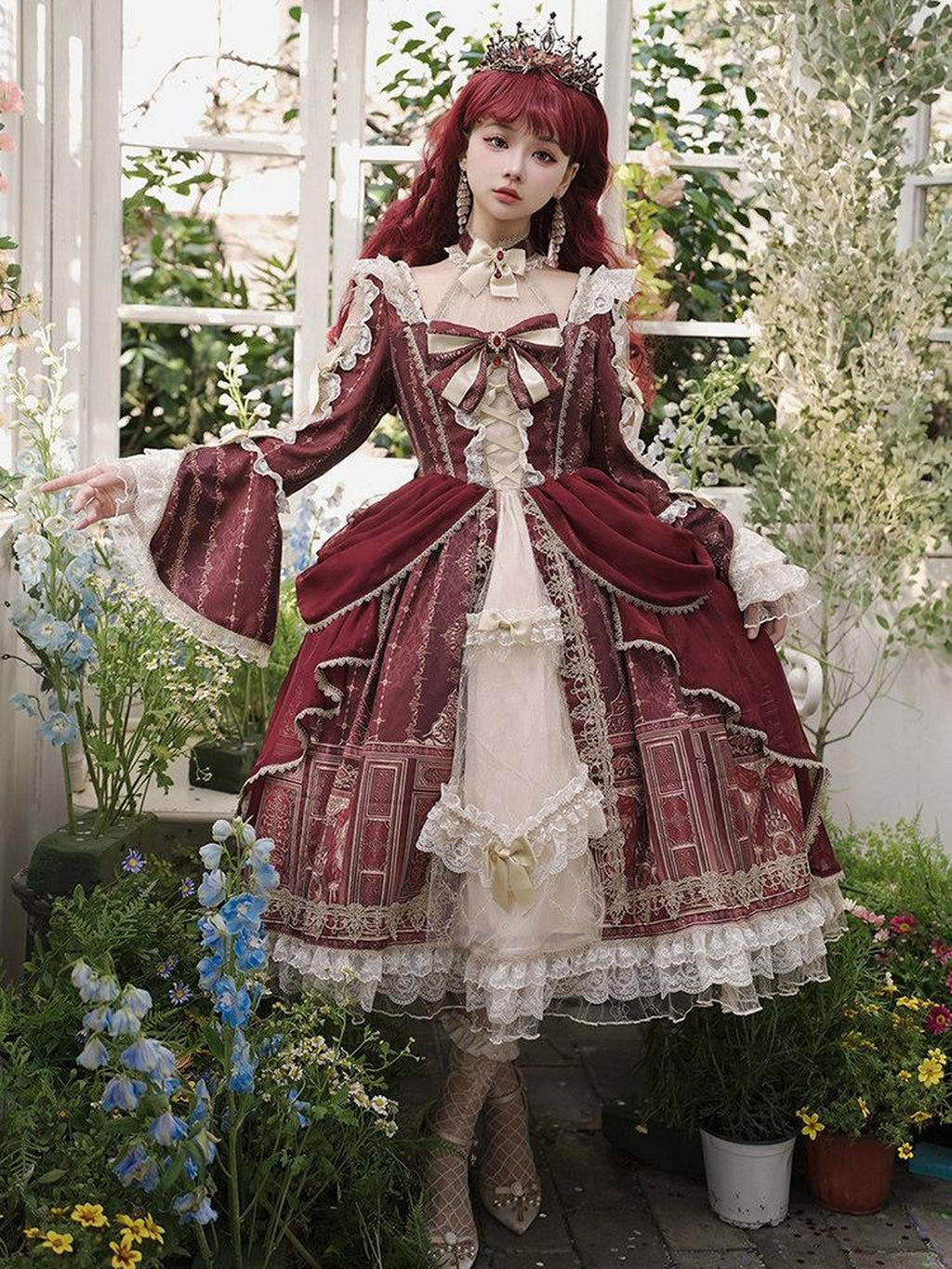 Sweet Promise Baroque Palace Heavy Embroidered Floral Lolita Princess Women's Long Sleeve Op