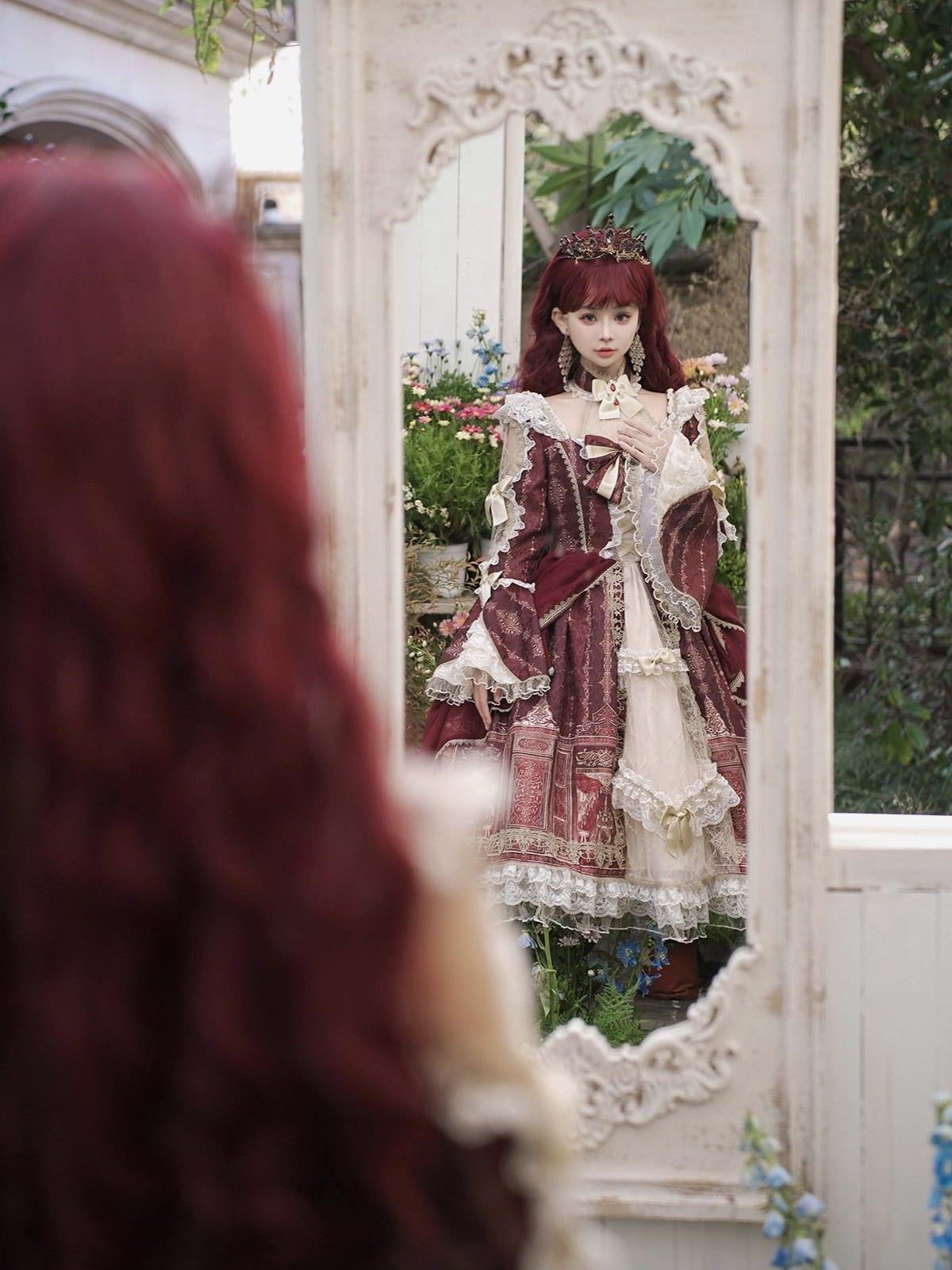 Sweet Promise Baroque Palace Heavy Embroidered Floral Lolita Princess Women's Long Sleeve Op