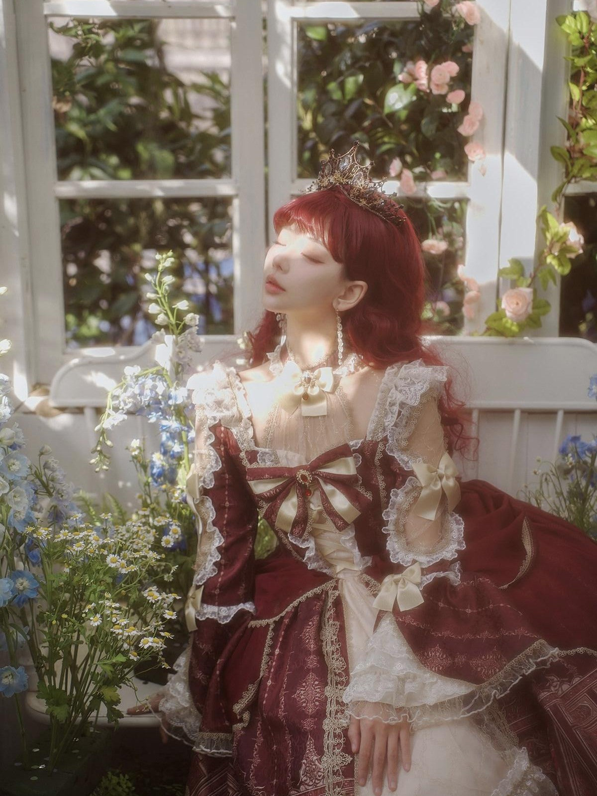 Sweet Promise Baroque Palace Heavy Embroidered Floral Lolita Princess Women's Long Sleeve Op
