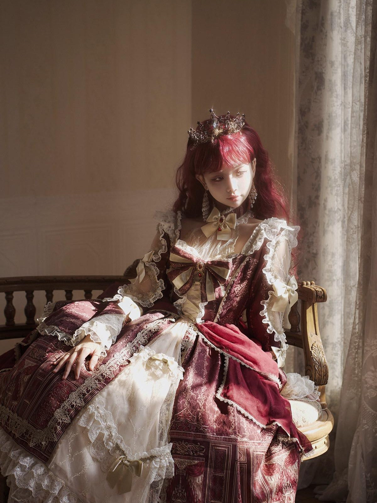 Sweet Promise Baroque Palace Heavy Embroidered Floral Lolita Princess Women's Long Sleeve Op