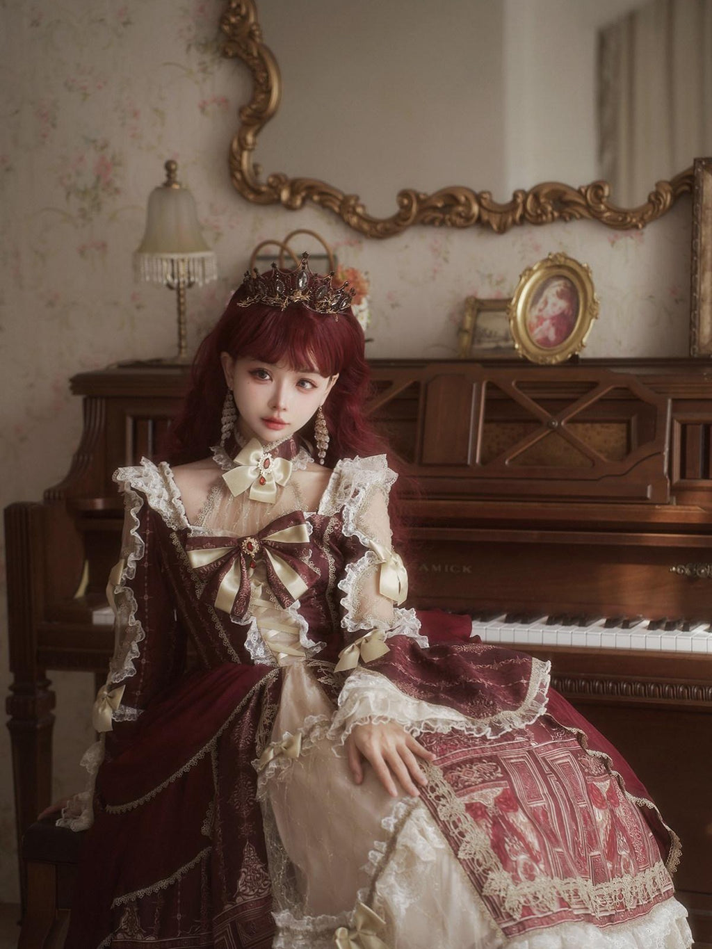 Sweet Promise Baroque Palace Heavy Embroidered Floral Lolita Princess Women's Long Sleeve Op