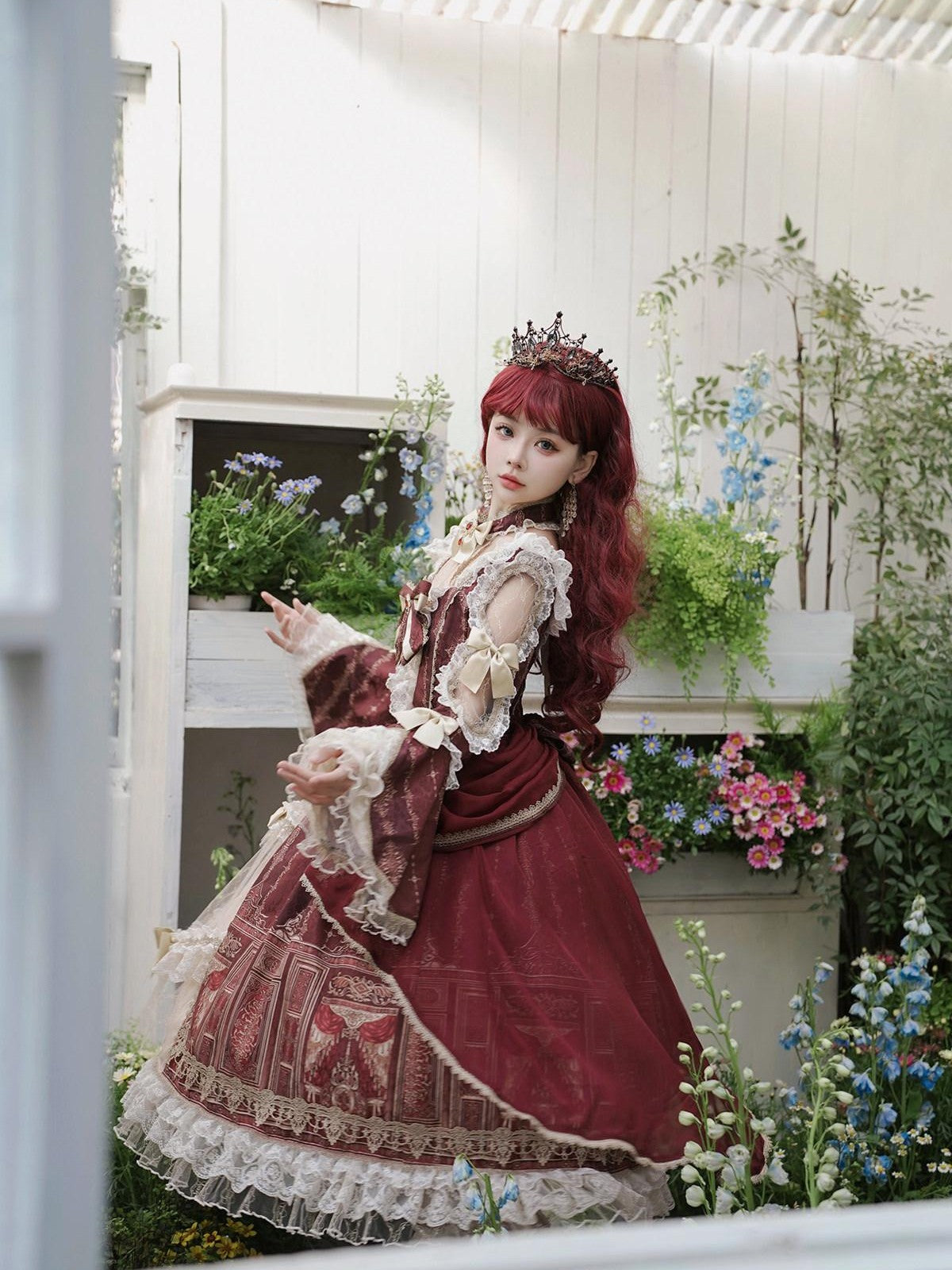 Sweet Promise Baroque Palace Heavy Embroidered Floral Lolita Princess Women's Long Sleeve Op