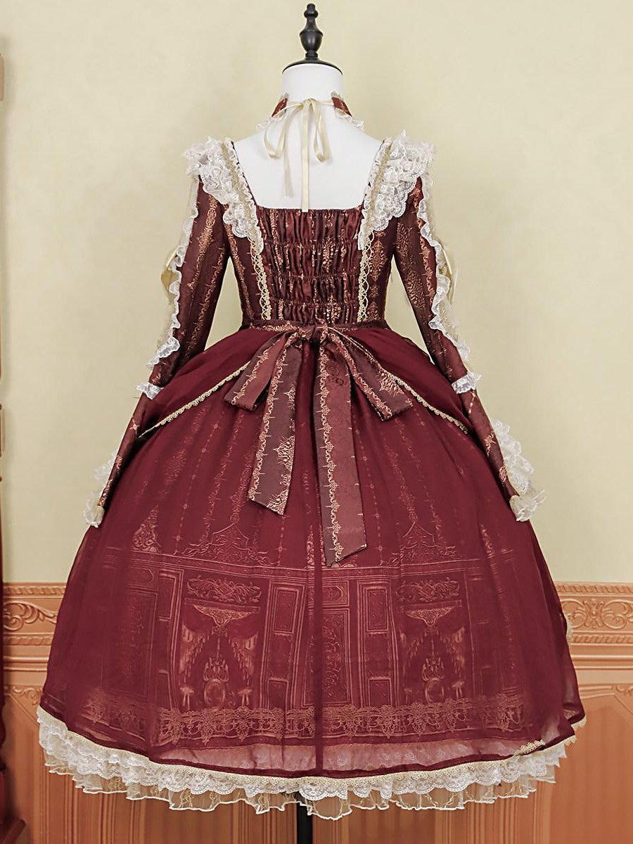 Sweet Promise Baroque Palace Heavy Embroidered Floral Lolita Princess Women's Long Sleeve Op