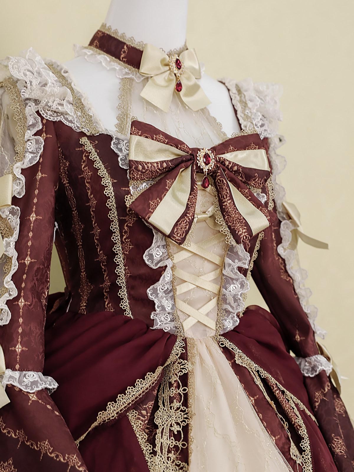 Sweet Promise Baroque Palace Heavy Embroidered Floral Lolita Princess Women's Long Sleeve Op