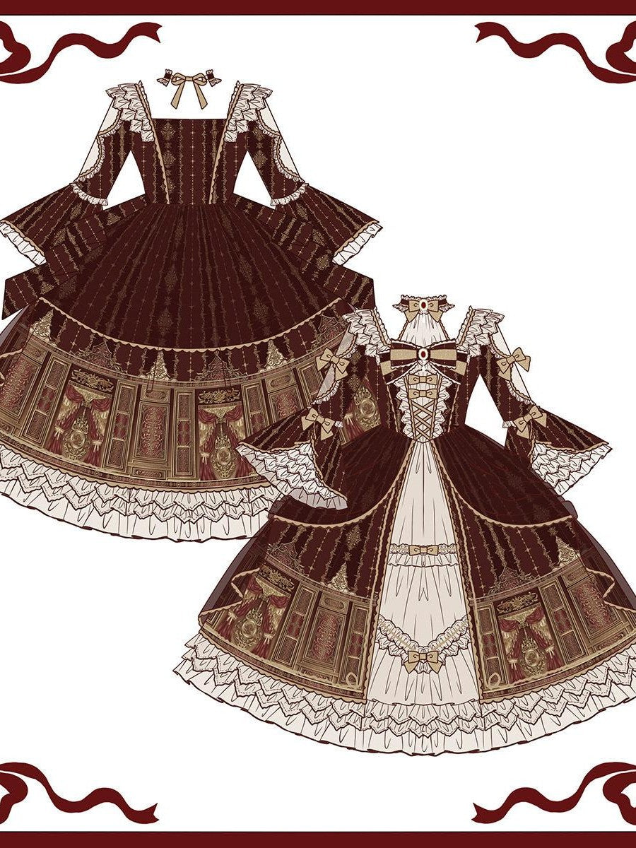 Sweet Promise Baroque Palace Heavy Embroidered Floral Lolita Princess Women's Long Sleeve Op