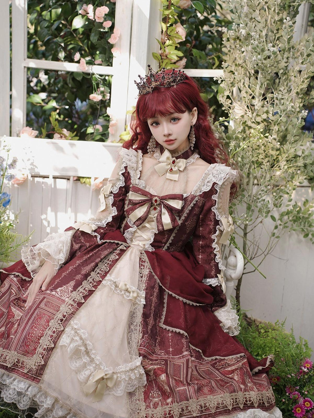 Sweet Promise Baroque Palace Heavy Embroidered Floral Lolita Princess Women's Long Sleeve Op