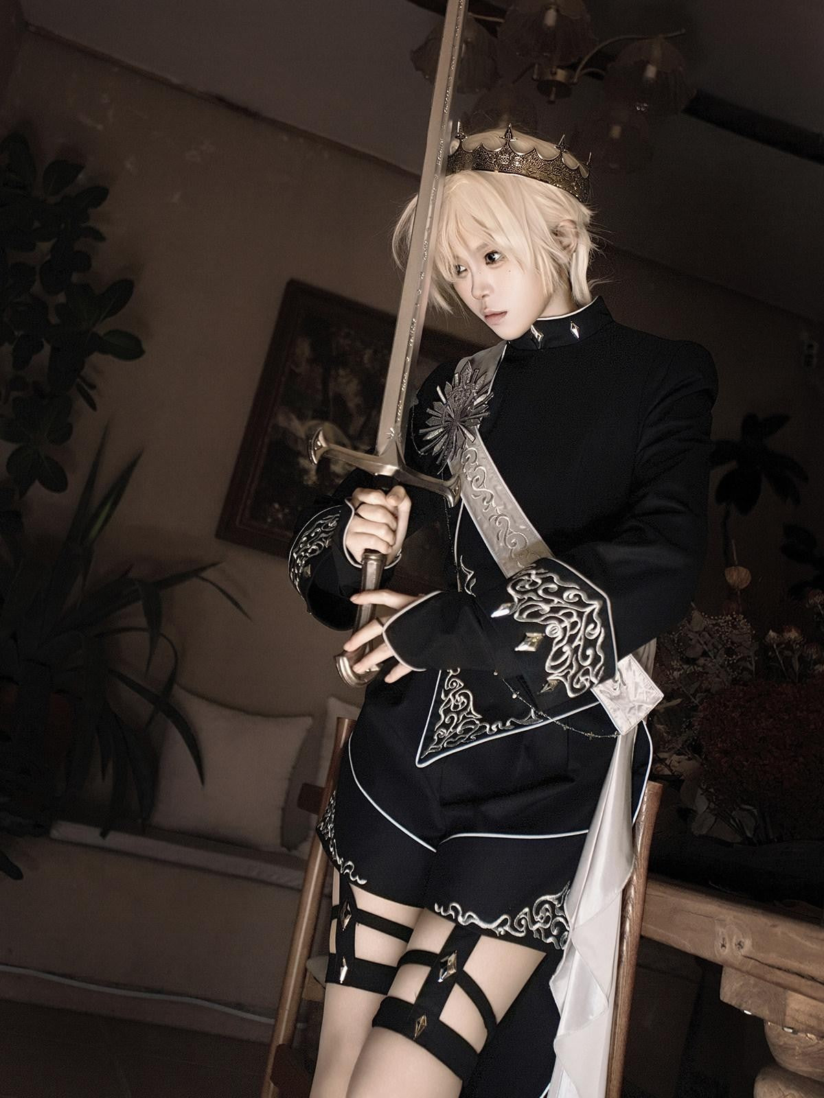 Sweet Promise Black Gothic Lolita Prince Boyish Women's Three Piece Full Coordination Sets
