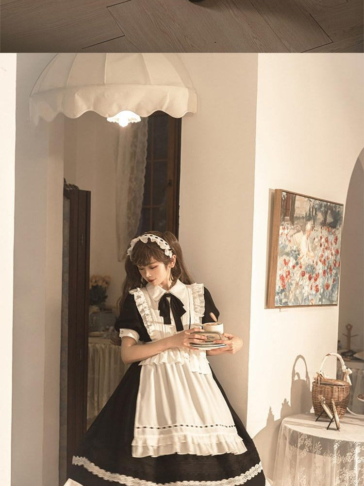 Sweet Promise Black Gothic Lolita Princess Ruffles A Line Women's Polyester Op Sets