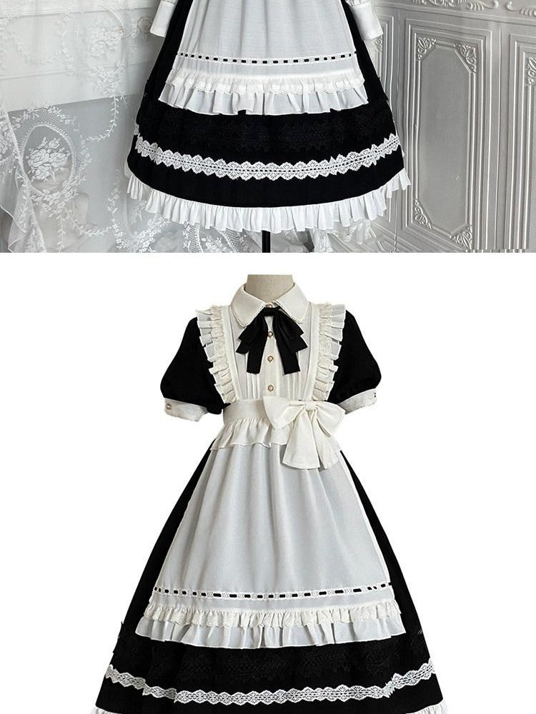 Sweet Promise Black Gothic Lolita Princess Ruffles A Line Women's Polyester Op Sets