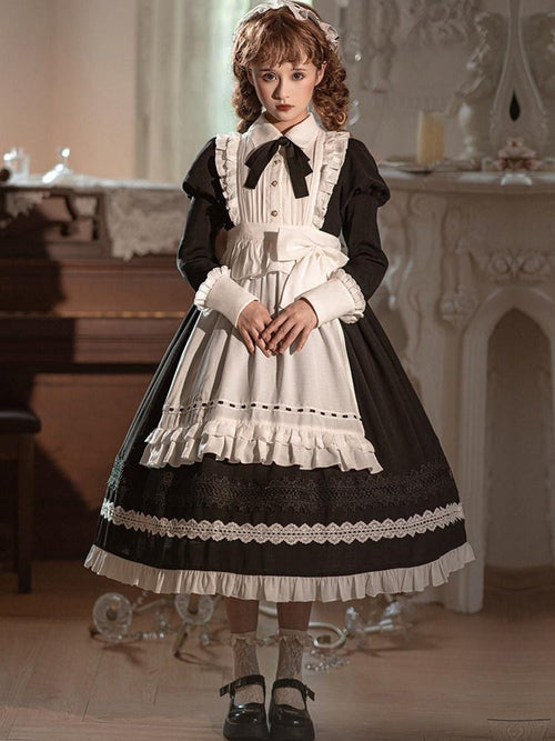 Sweet Promise Black Gothic Lolita Princess Ruffles A Line Women's Polyester Op Sets