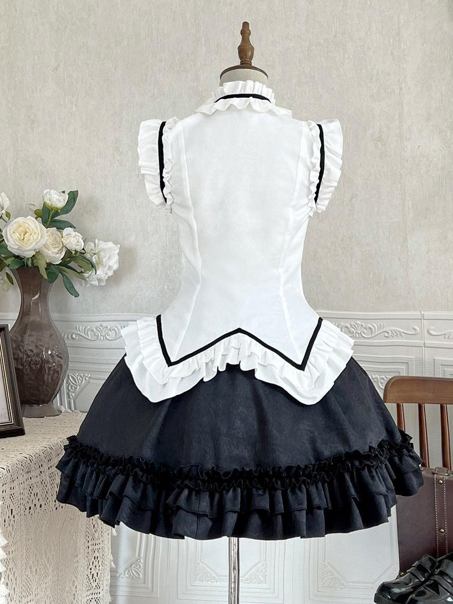 Sweet Promise Black White Gothic Lolita Maid Japanese Schoolgirl Women's Jsk / Jumper Skirts