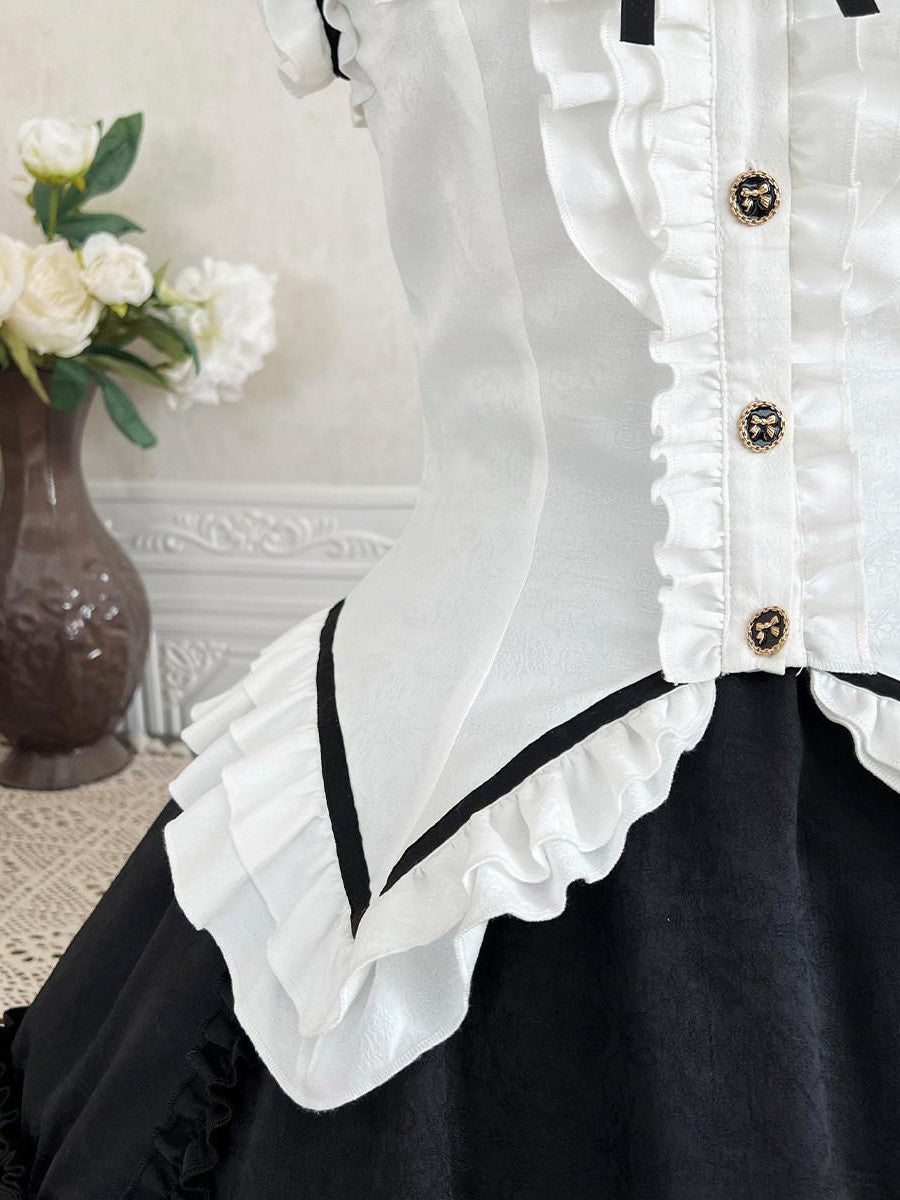 Sweet Promise Black White Gothic Lolita Maid Japanese Schoolgirl Women's Jsk / Jumper Skirts