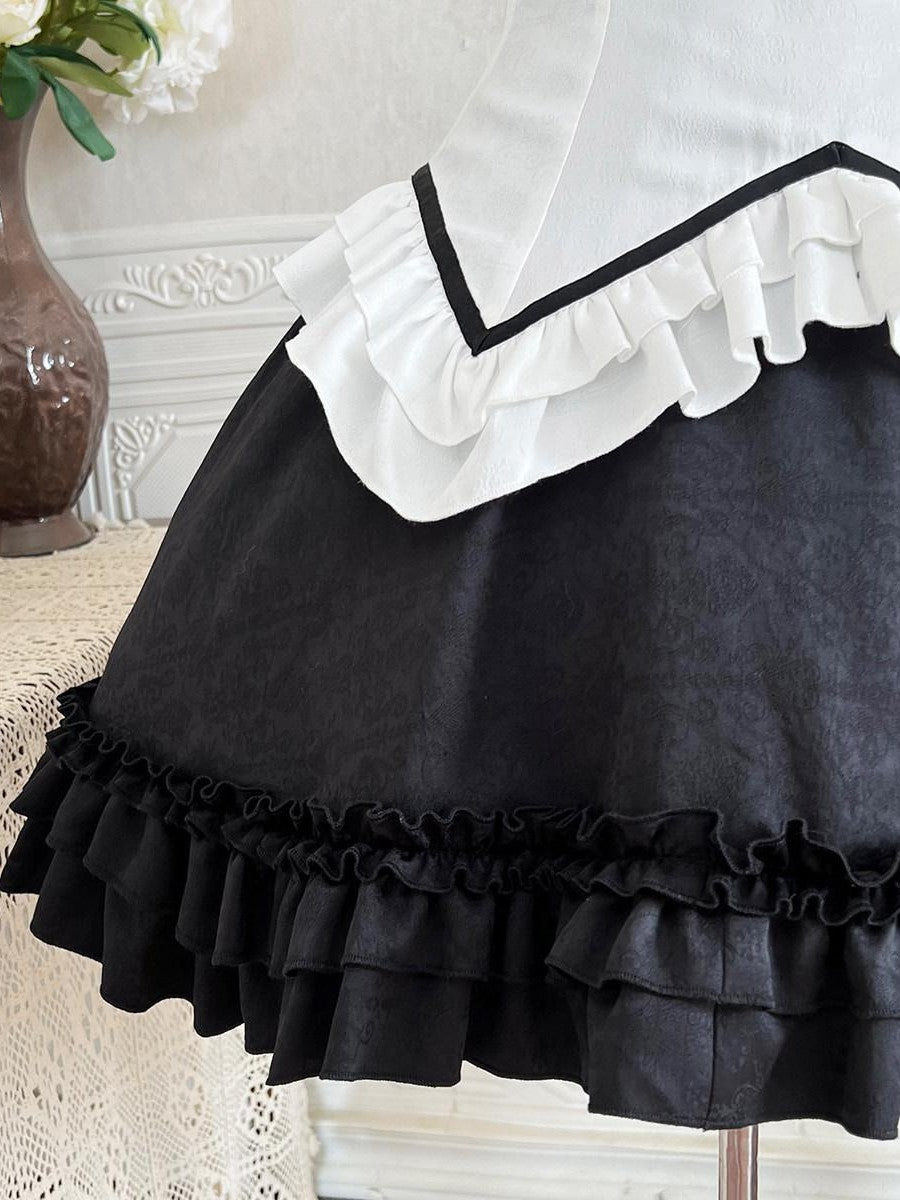 Sweet Promise Black White Gothic Lolita Maid Japanese Schoolgirl Women's Jsk / Jumper Skirts