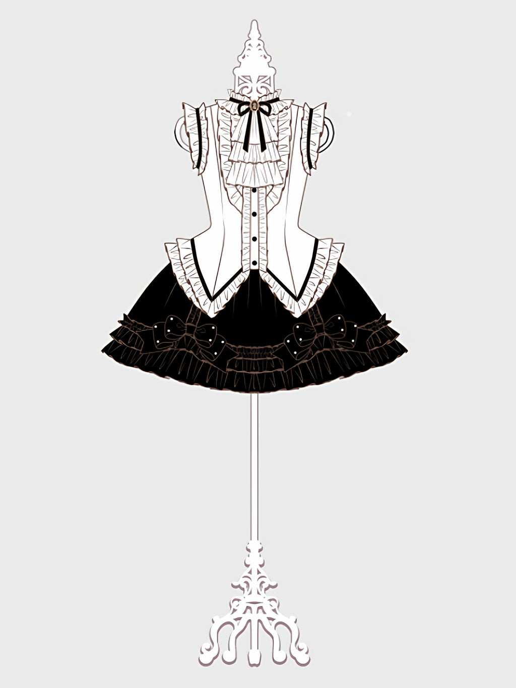 Sweet Promise Black White Gothic Lolita Maid Japanese Schoolgirl Women's Jsk / Jumper Skirts