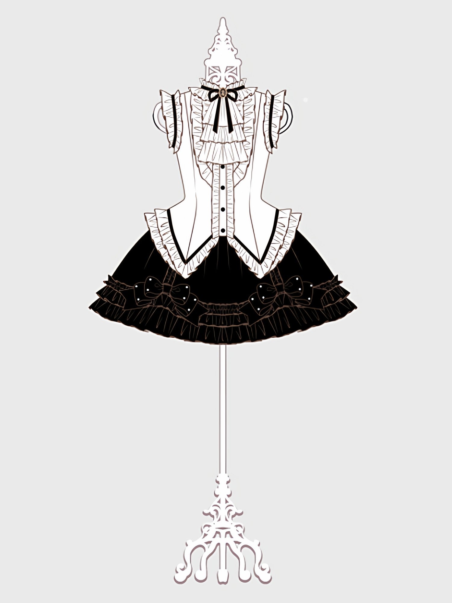 Sweet Promise Black White Gothic Lolita Maid Japanese Schoolgirl Women's Jsk / Jumper Skirts
