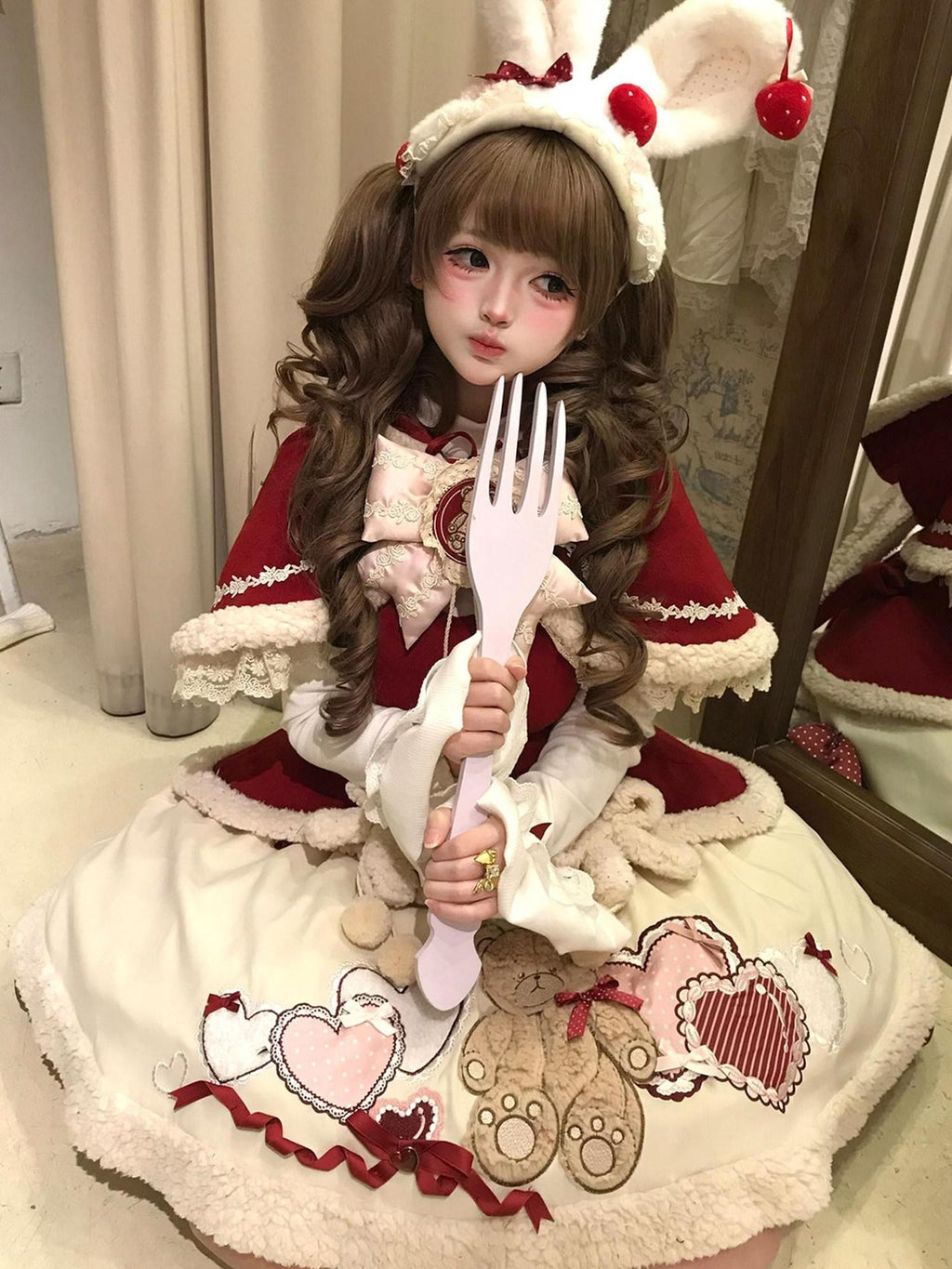 Sweet Promise Cape Stand Collar Lolita Princess Top Half Skirt Women's Skirt Sets