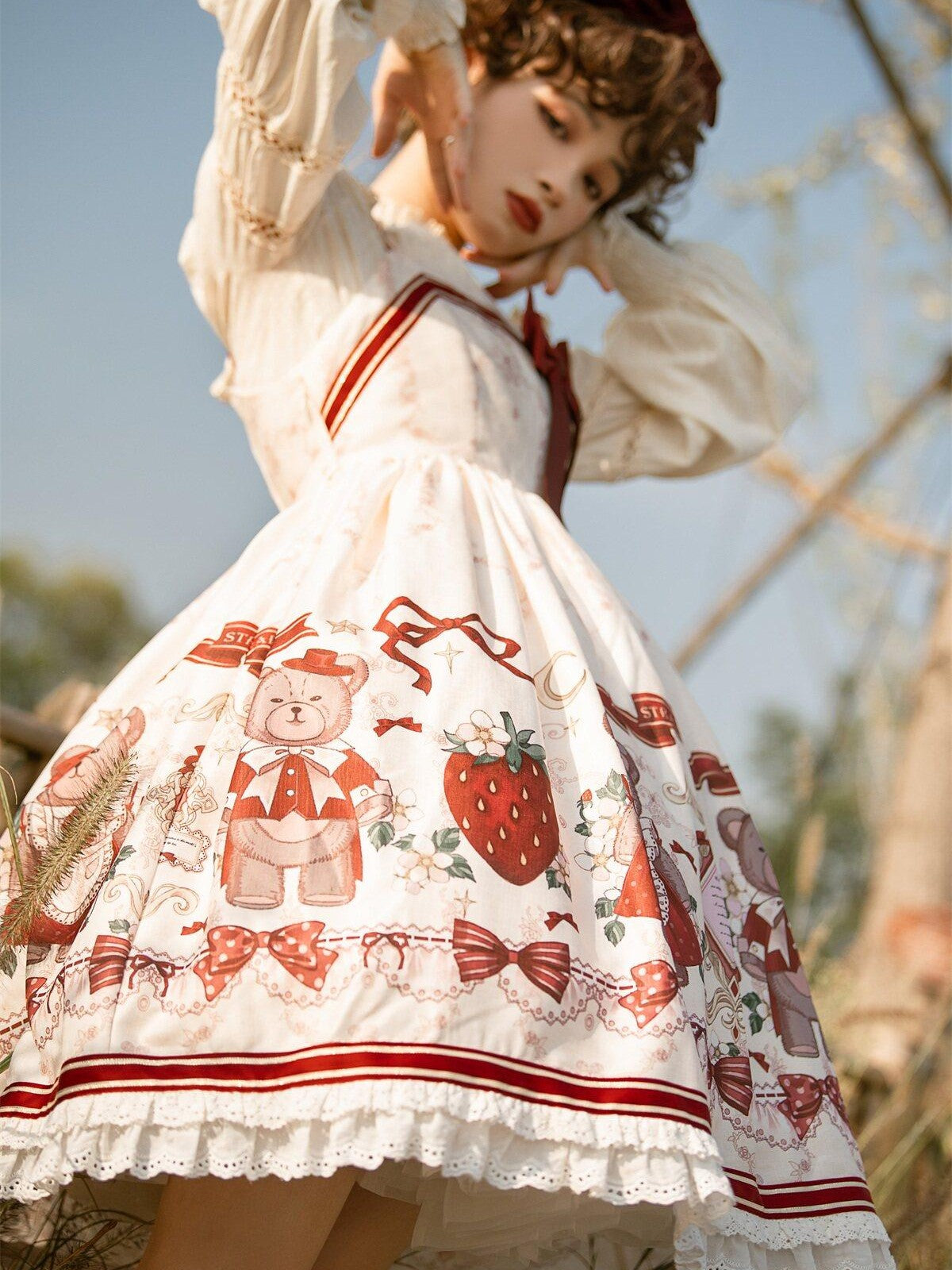Sweet Promise Cartoon Print A Line High Waist Princess Women's Polyester Jsk / Jumper Skirts