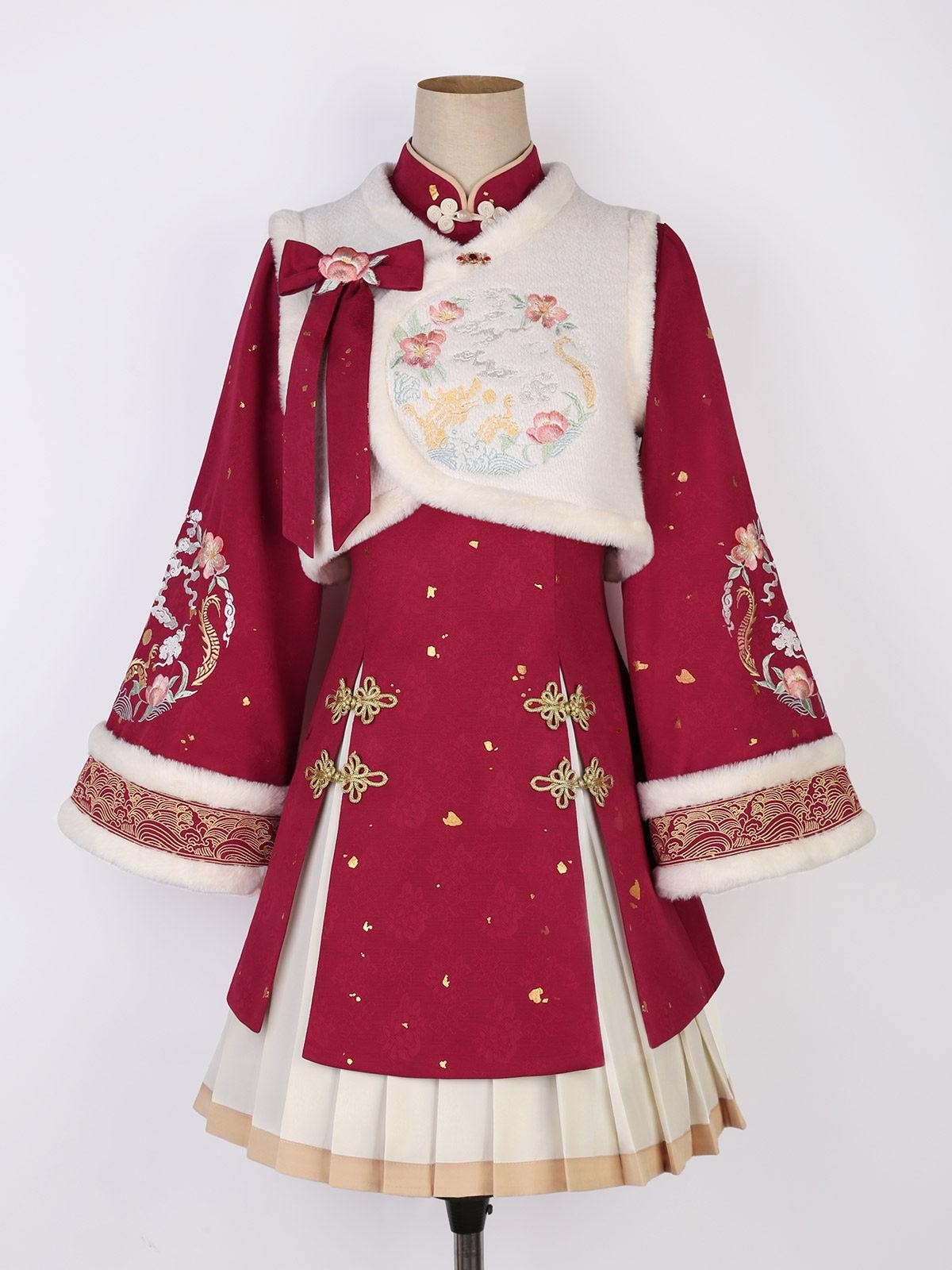 Sweet Promise Chinese Han Inspired Lolita Pleated Princess 3 Piece Women's Polyester Jsk Sets
