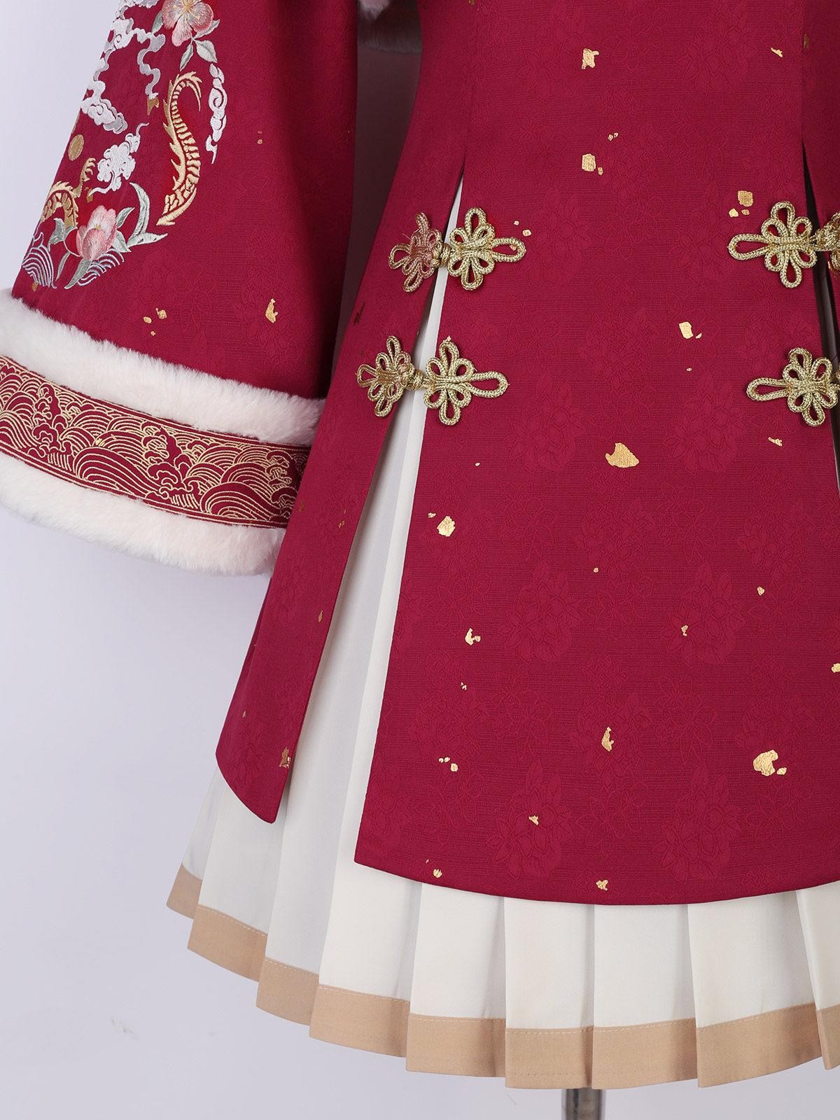 Sweet Promise Chinese Han Inspired Lolita Pleated Princess 3 Piece Women's Polyester Jsk Sets